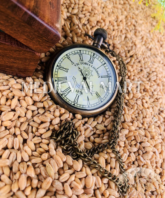 MEDIEVALMART FR Boussole Nautique Vintage Trip Gear en Laiton – Finition Or Brillant avec Base en Bois | Cadeau pour Maman