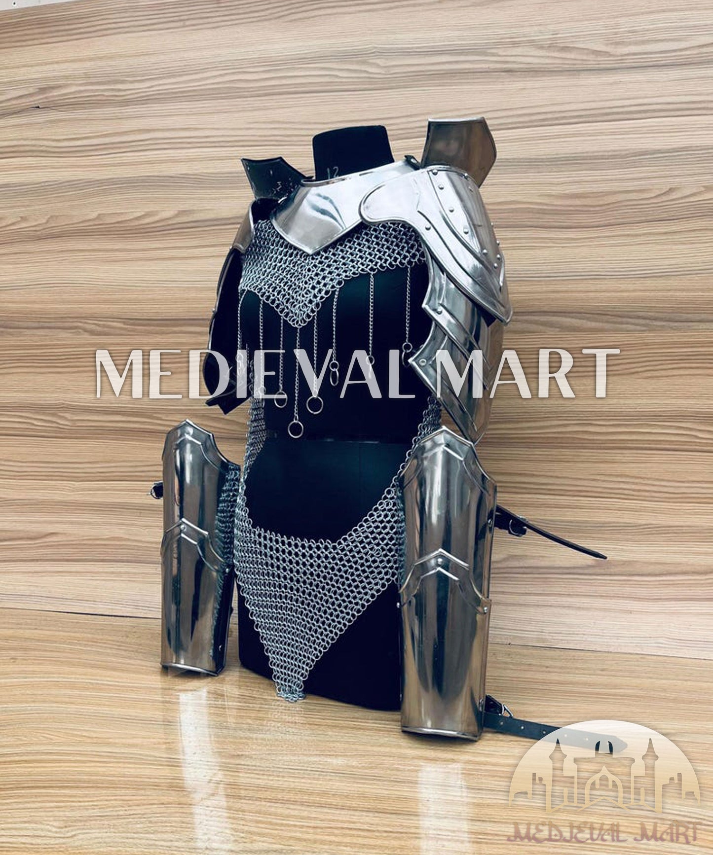 MEDIEVALMART FR Bouclier Viking Iconique Valhalla Noir/Gris – Ivar le Désossé avec Pointes en Fer | Cadeau pour Papa