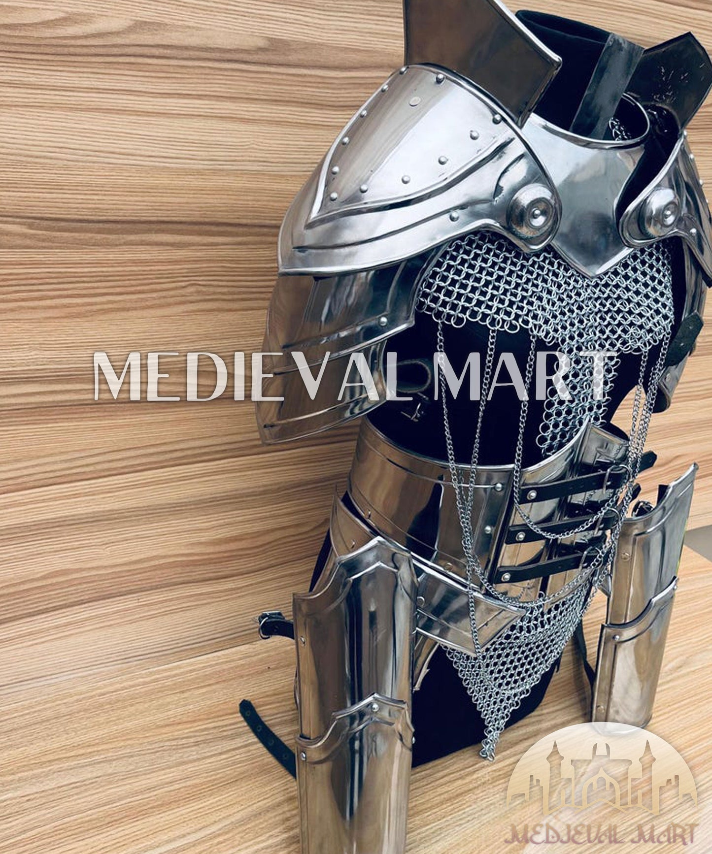 MEDIEVALMART FR Armure de Combat du XIVe Siècle – Ensemble Complet d’Armure de Buhurt avec Bassinet Klappvisor & Épée