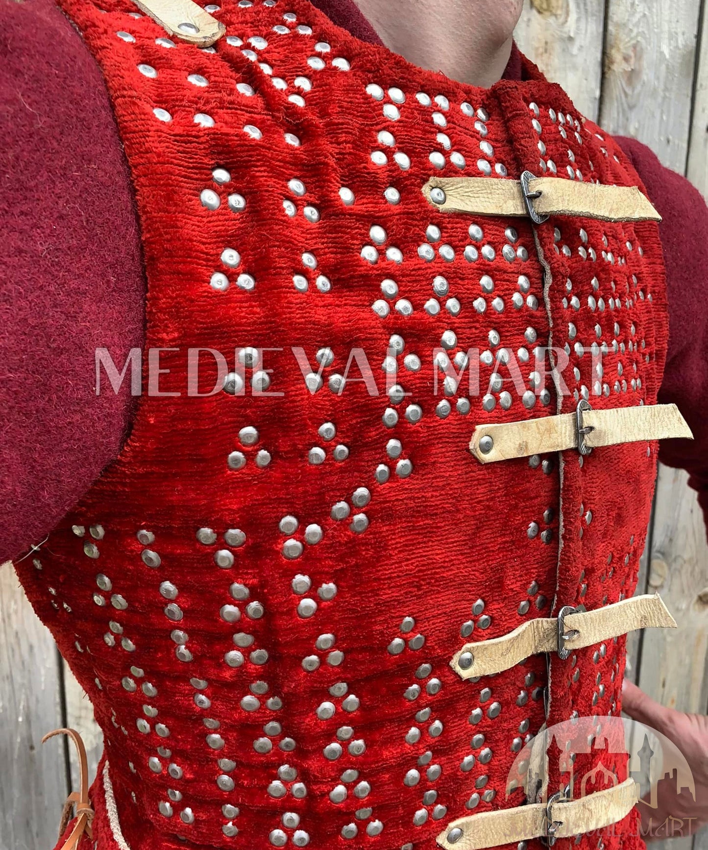 MEDIEVALMART  Armure Brigandine Renaissance Médiévale PREMIUM Rouge “MOAB” – Type Royal Iconique – LARP