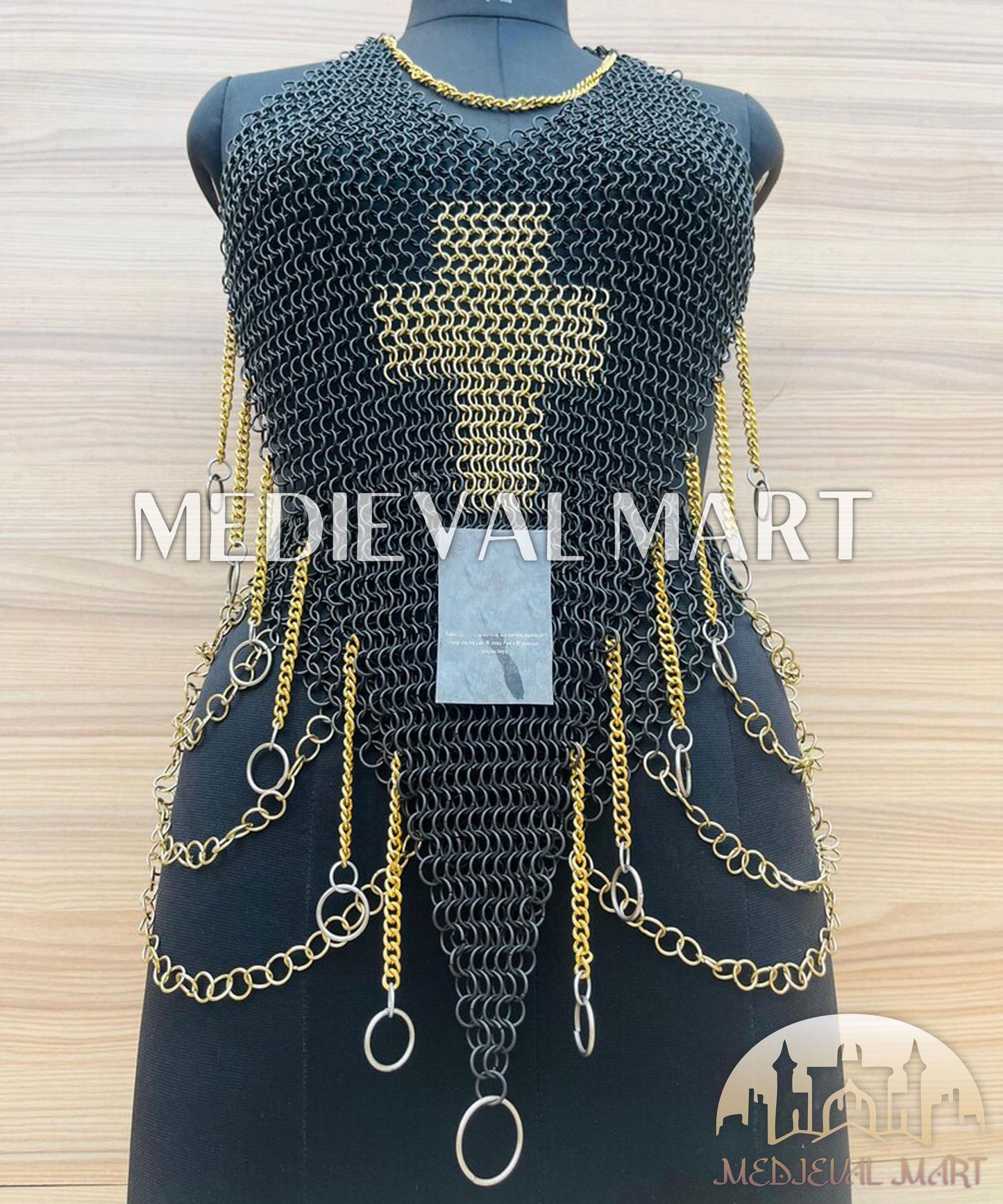 MEDIEVALMART FR Bouclier Viking Iconique Valhalla Noir/Gris – Ivar le Désossé avec Pointes en Fer | Cadeau pour Papa