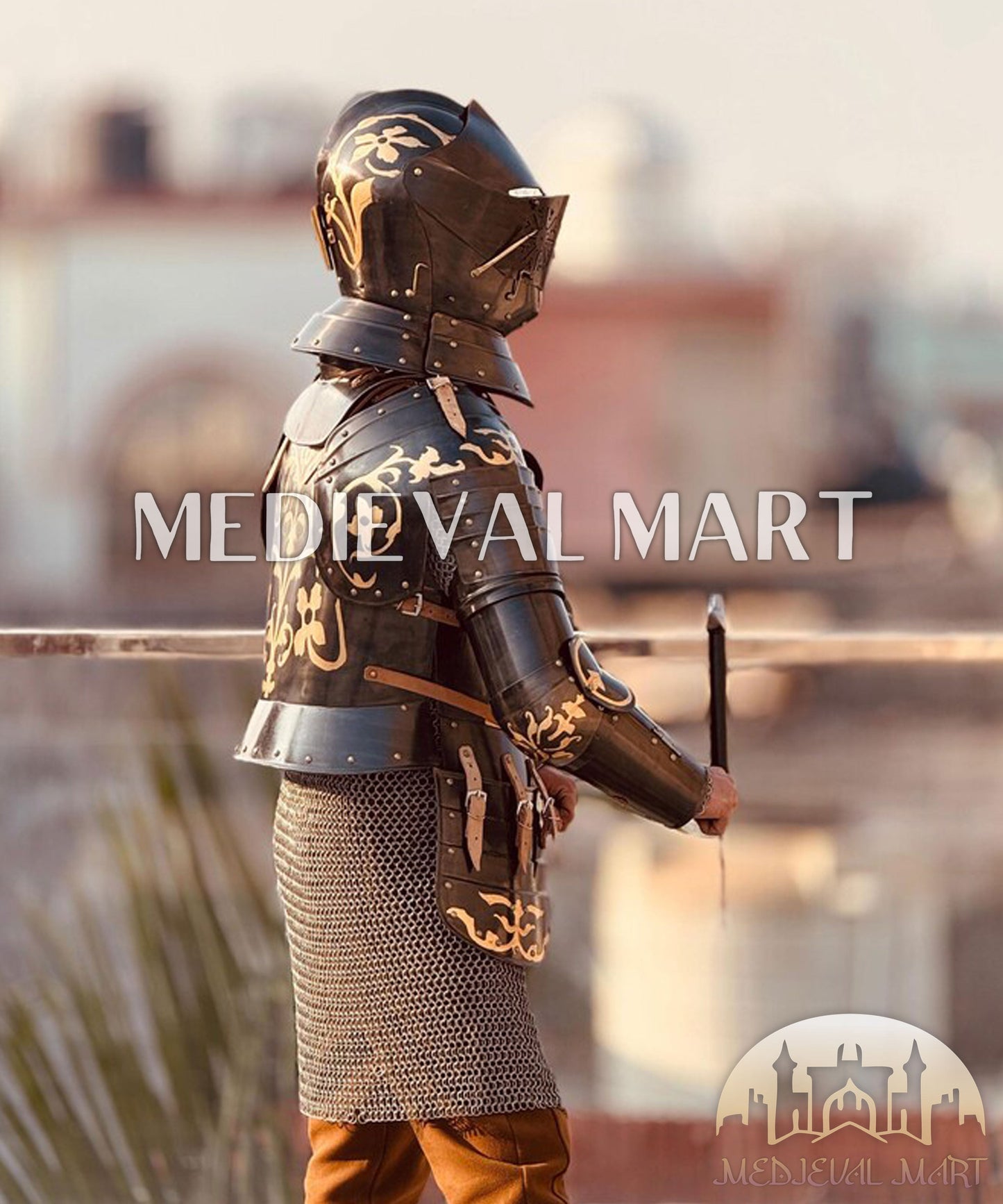 MEDIEVALMART FR Armure Médiévale de l’Empire Romain Kastenbrust – Armure Complète en Plaques avec Épée Alexander (ROA 1332)