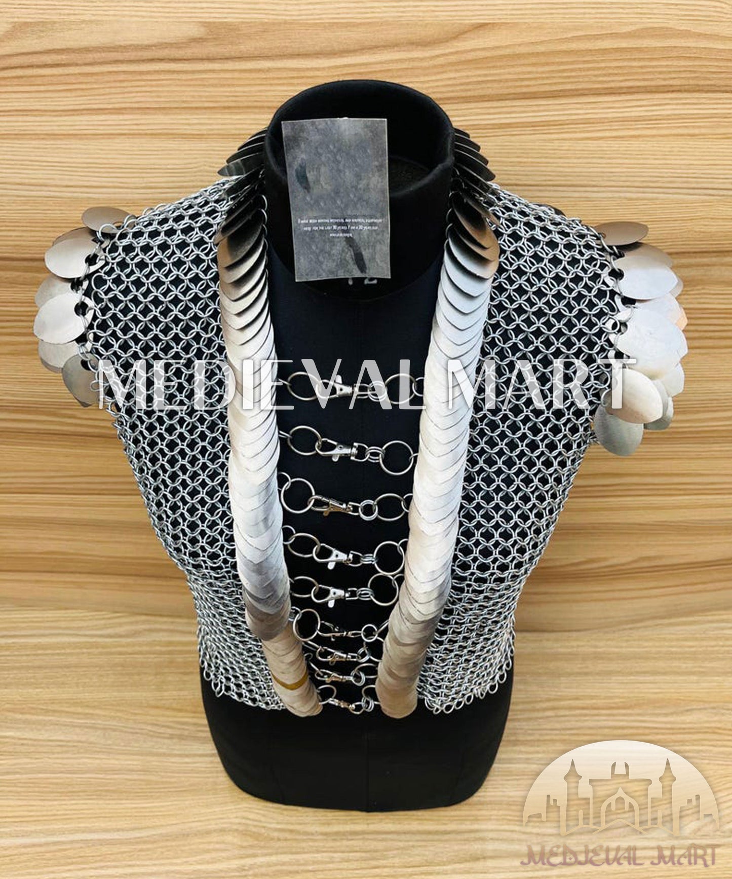 MEDIEVALMART FR Bouclier Viking Iconique Valhalla Noir/Gris – Ivar le Désossé avec Pointes en Fer | Cadeau pour Papa