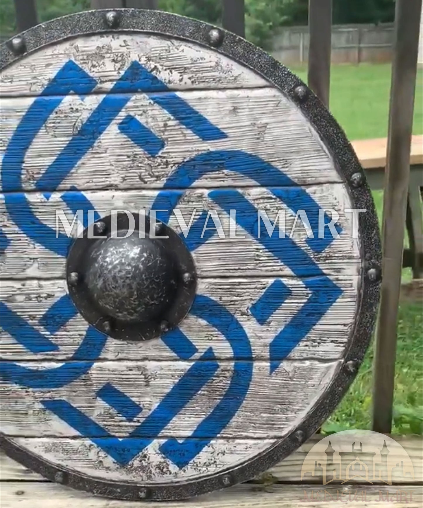 MEDIEVALMART FR Bouclier Viking Iconique Jarl Borg à Pointes en Fer – Bouclier Viking Battleworn | Cadeau pour Papa