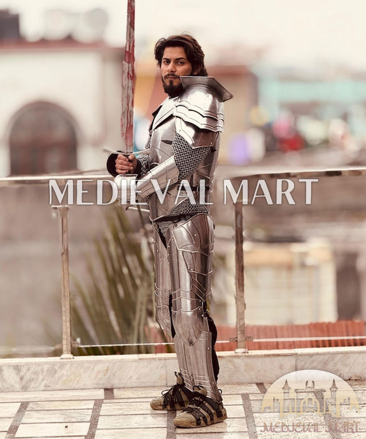 MEDIEVALMART FR Armure Médiévale de l’Empire Romain Kastenbrust – Armure Complète en Plaques avec Épée Alexander (ROA 1332)