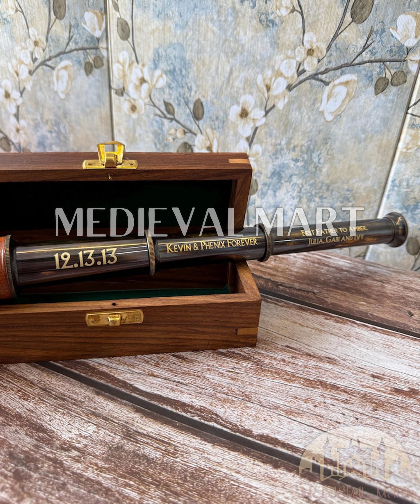 MEDIEVALMART FR Longue-Vue Nautique Antique 50X en Laiton – Télescope Portable de 18" pour Décoration Nautique