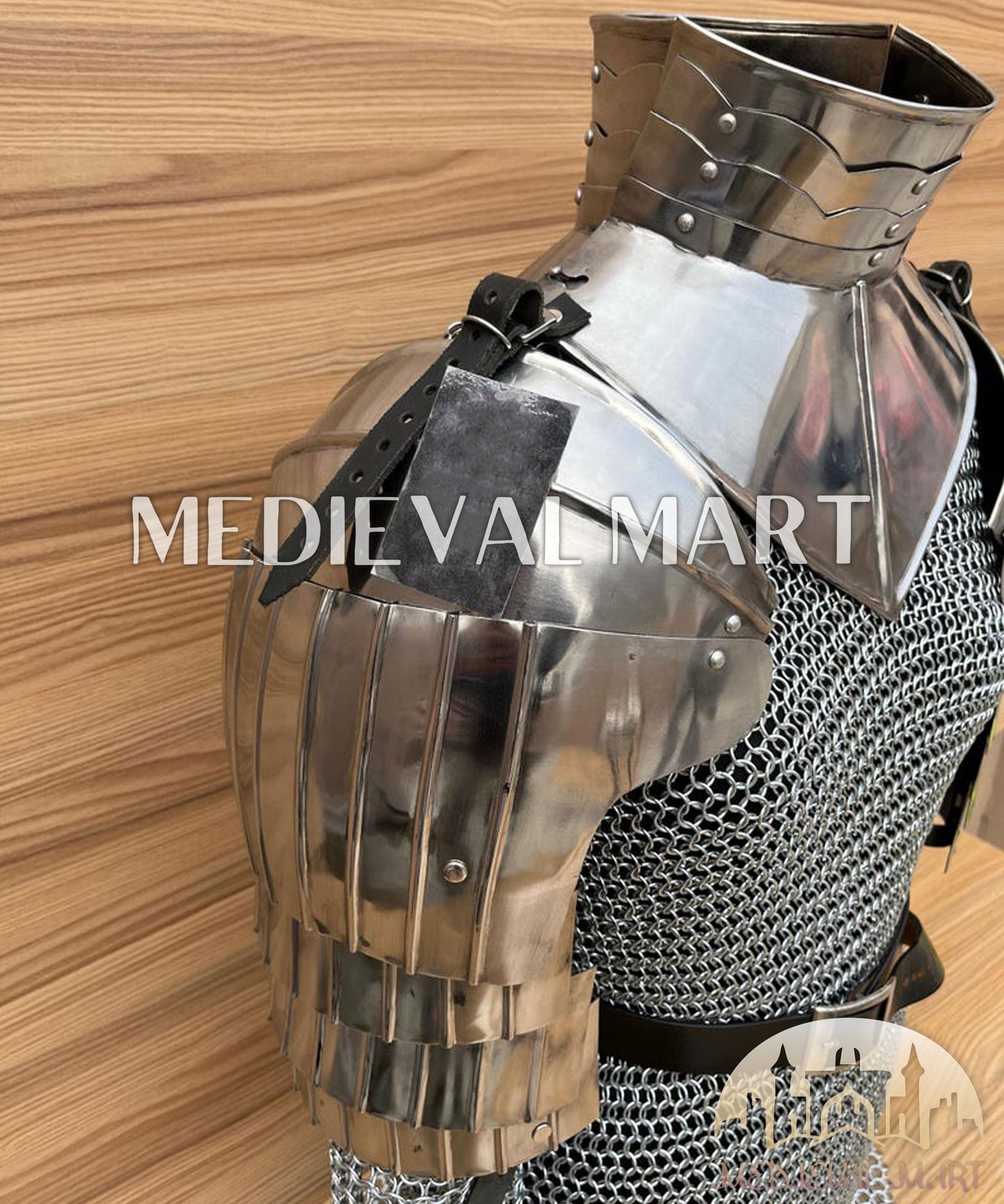 MEDIEVALMART FR Bouclier Viking Iconique Valhalla Noir/Gris – Ivar le Désossé avec Pointes en Fer | Cadeau pour Papa