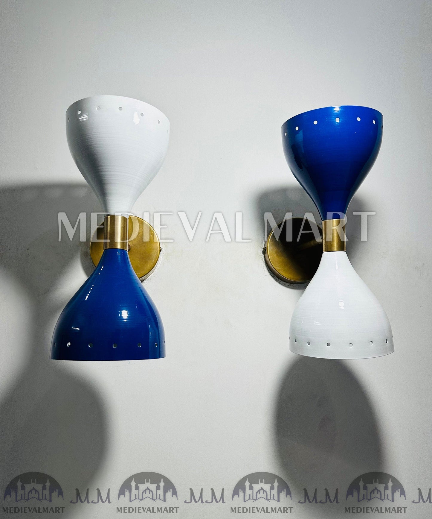 MEDIEVALMART FR Applique Murale À Double Cône En Laiton Marron, Lampe De Coiffeuse Fabriquée À La Main