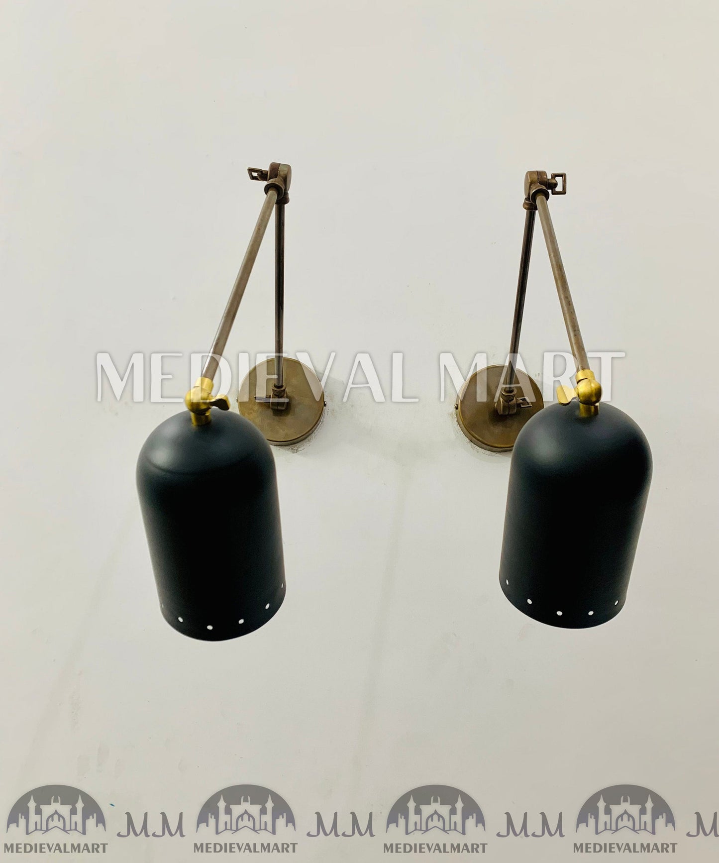 MEDIEVALMART FR Applique Murale À Double Cône En Laiton Marron, Lampe De Coiffeuse Fabriquée À La Main