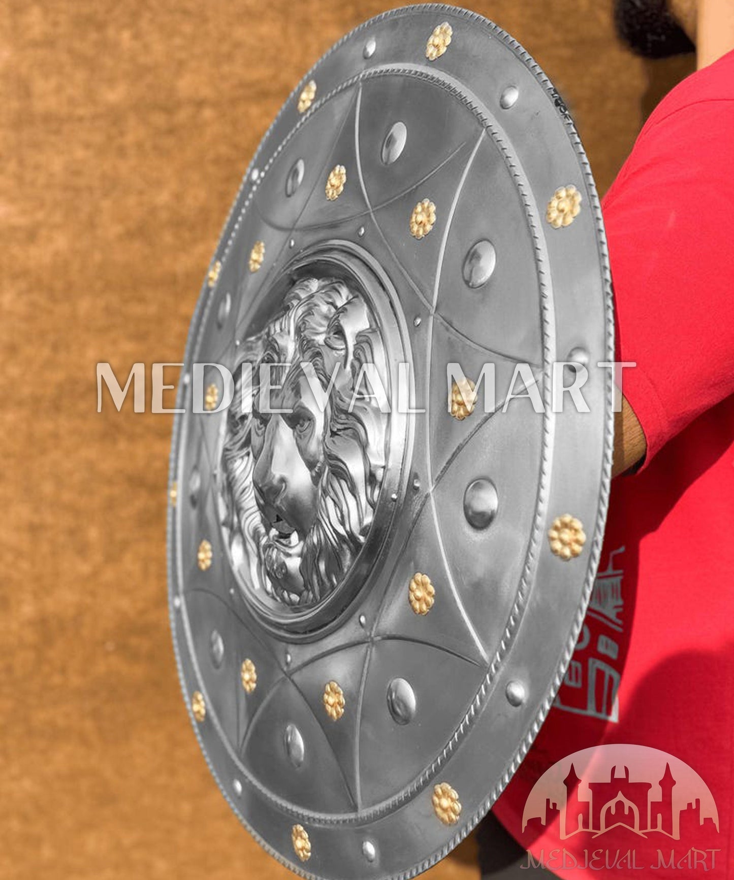 MEDIEVALMART FR Bouclier Médiéval Templier Inspiré de la Croix Zelda & Diable en Bois – Finition Bleue & Or | Cadeau pour Noël