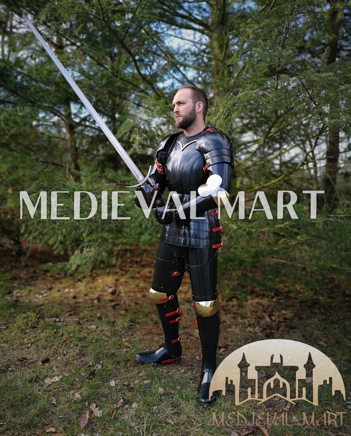 MEDIEVALMART FR Armure Médiévale de l’Empire Romain Kastenbrust – Armure Complète en Plaques avec Épée Alexander (ROA 1332)