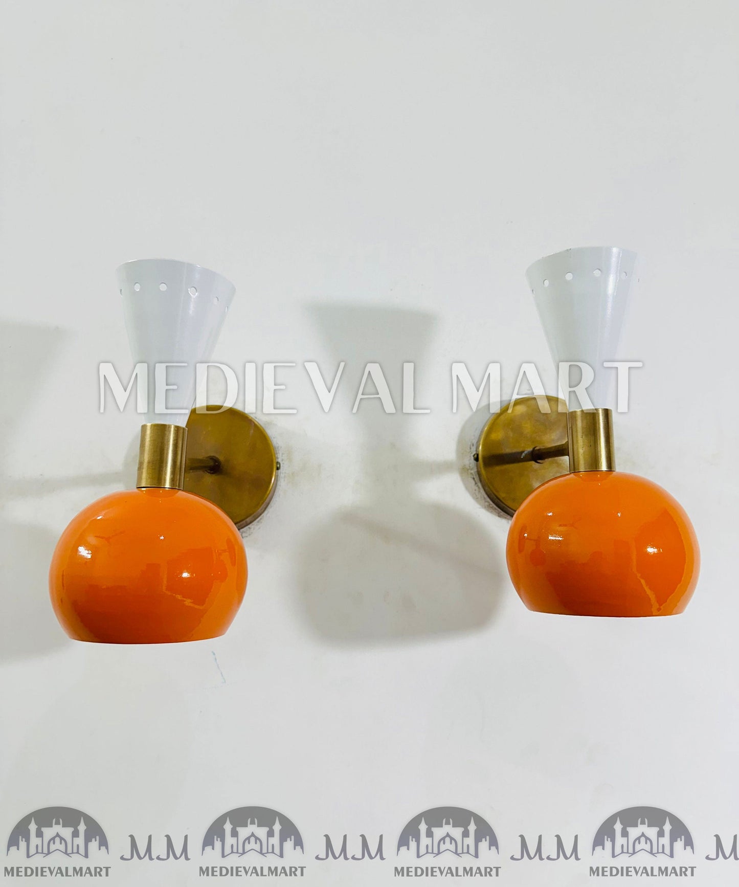 MEDIEVALMART FR Applique Murale À Double Cône En Laiton Marron, Lampe De Coiffeuse Fabriquée À La Main