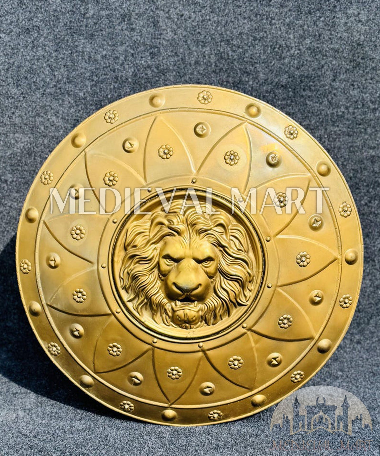 MEDIEVALMART FR Bouclier Médiéval Templier Inspiré de la Croix Zelda & Diable en Bois – Finition Bleue & Or | Cadeau pour Noël