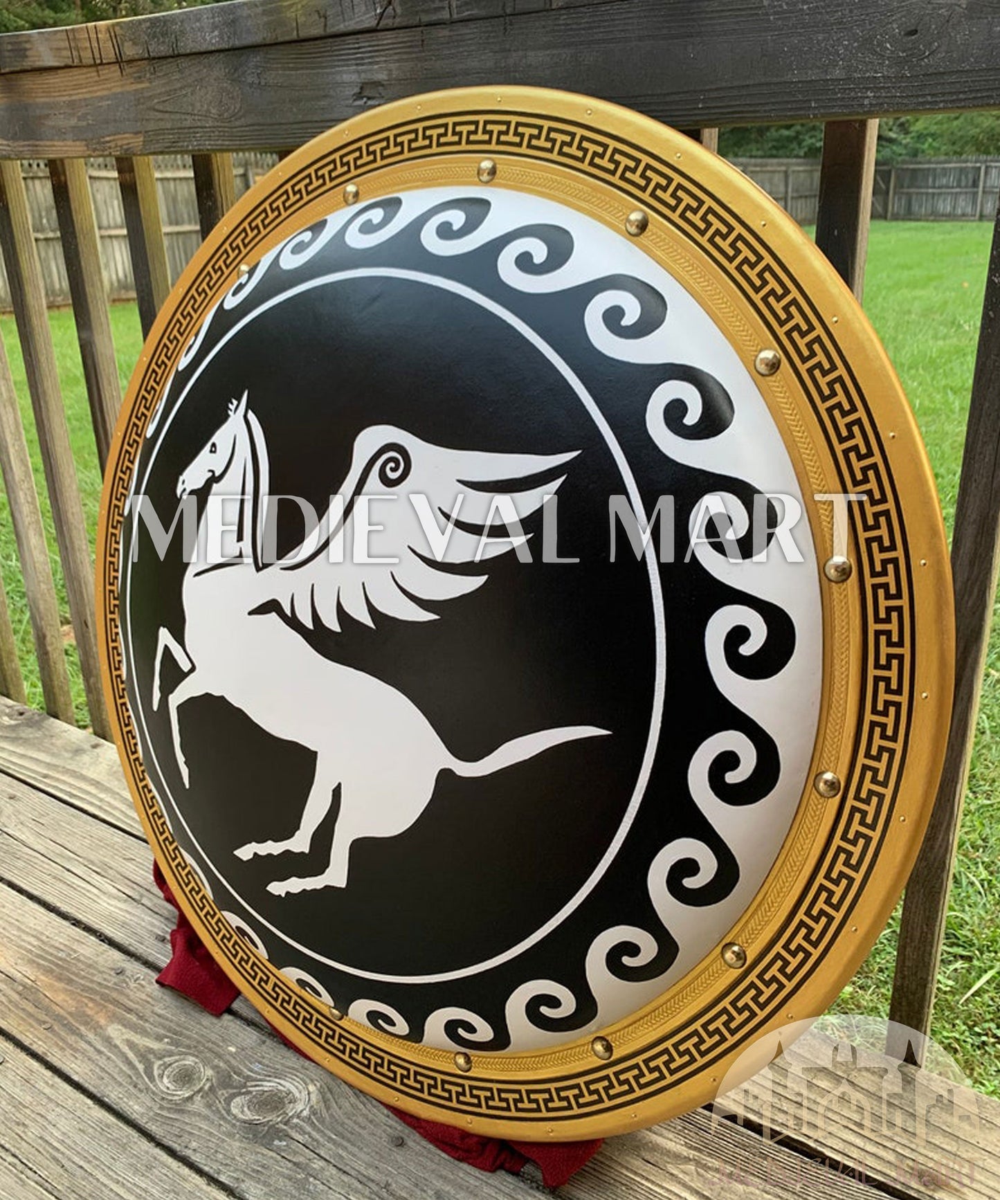 MEDIEVALMART FR Bouclier Viking Iconique Jarl Borg à Pointes en Fer – Bouclier Viking Battleworn | Cadeau pour Papa