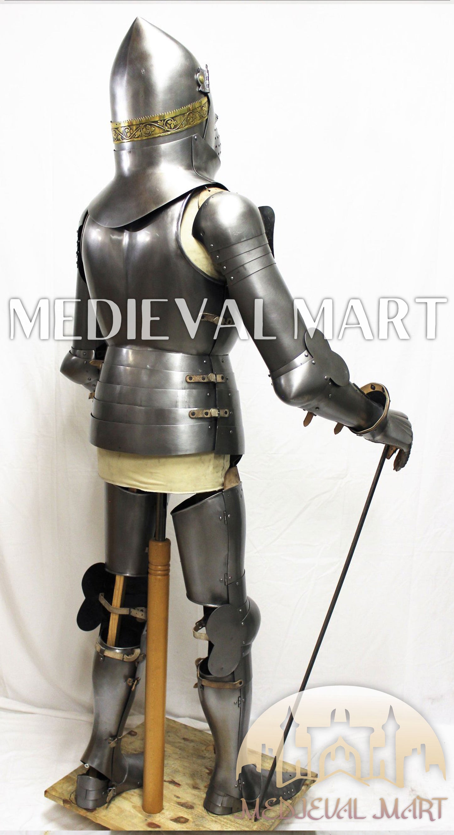 MEDIEVALMART FR Armure de Combat du XIVe Siècle – Ensemble Complet d’Armure de Buhurt avec Bassinet Klappvisor & Épée