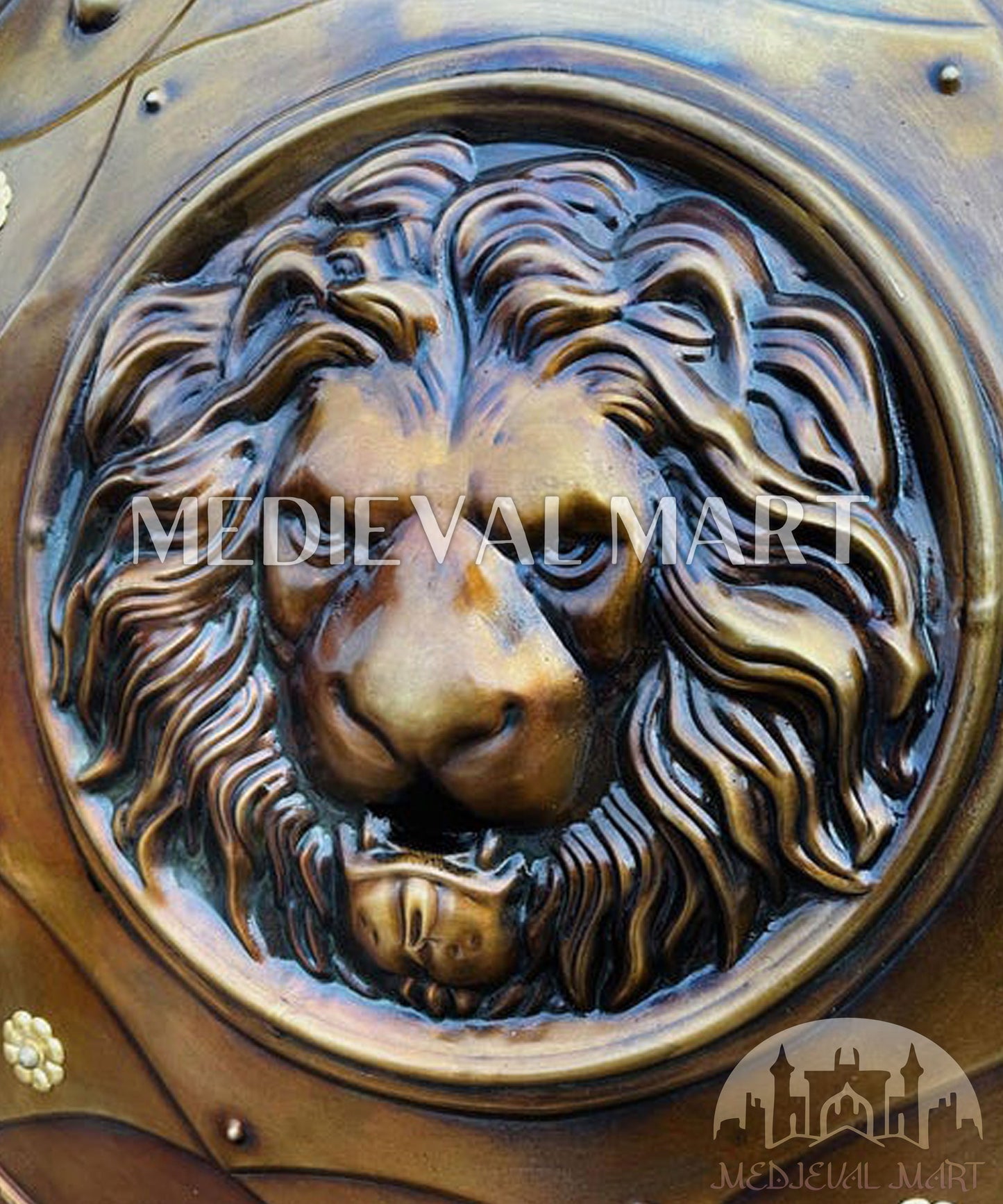 MEDIEVALMART FR Bouclier Médiéval Templier Inspiré de la Croix Zelda & Diable en Bois – Finition Bleue & Or | Cadeau pour Noël