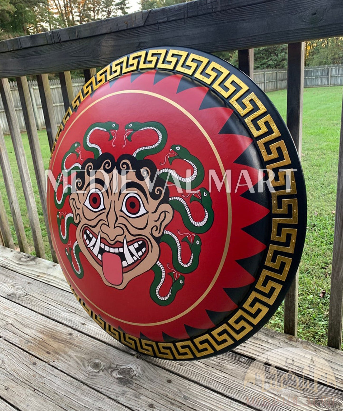 MEDIEVALMART FR Bouclier Viking Iconique Jarl Borg à Pointes en Fer – Bouclier Viking Battleworn | Cadeau pour Papa