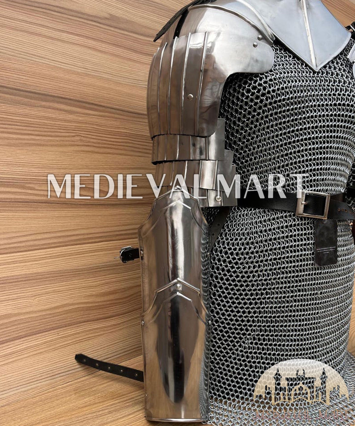 MEDIEVALMART FR Bouclier Viking Iconique Valhalla Noir/Gris – Ivar le Désossé avec Pointes en Fer | Cadeau pour Papa