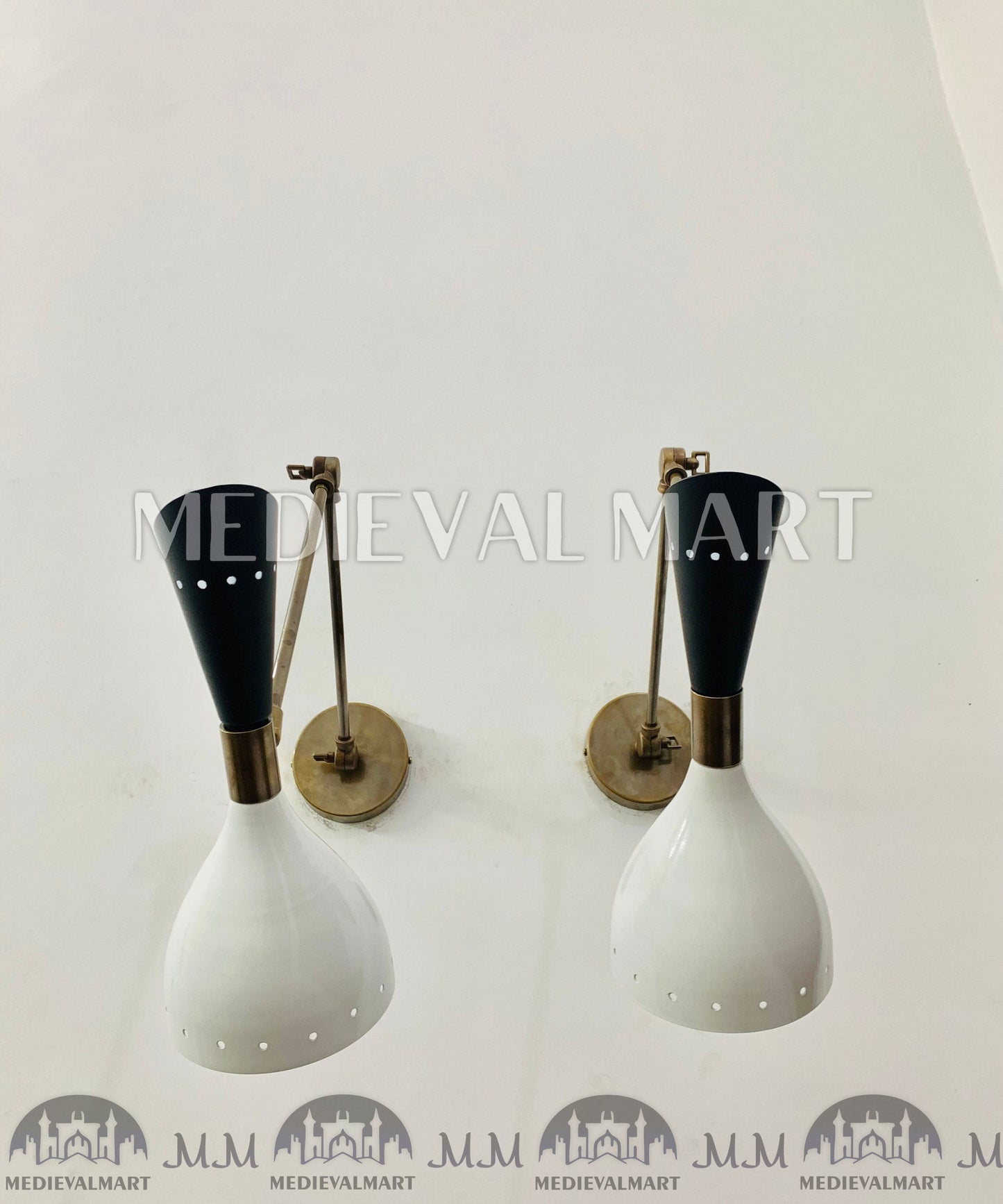 MEDIEVALMART FR Applique Murale À Double Cône En Laiton Marron, Lampe De Coiffeuse Fabriquée À La Main