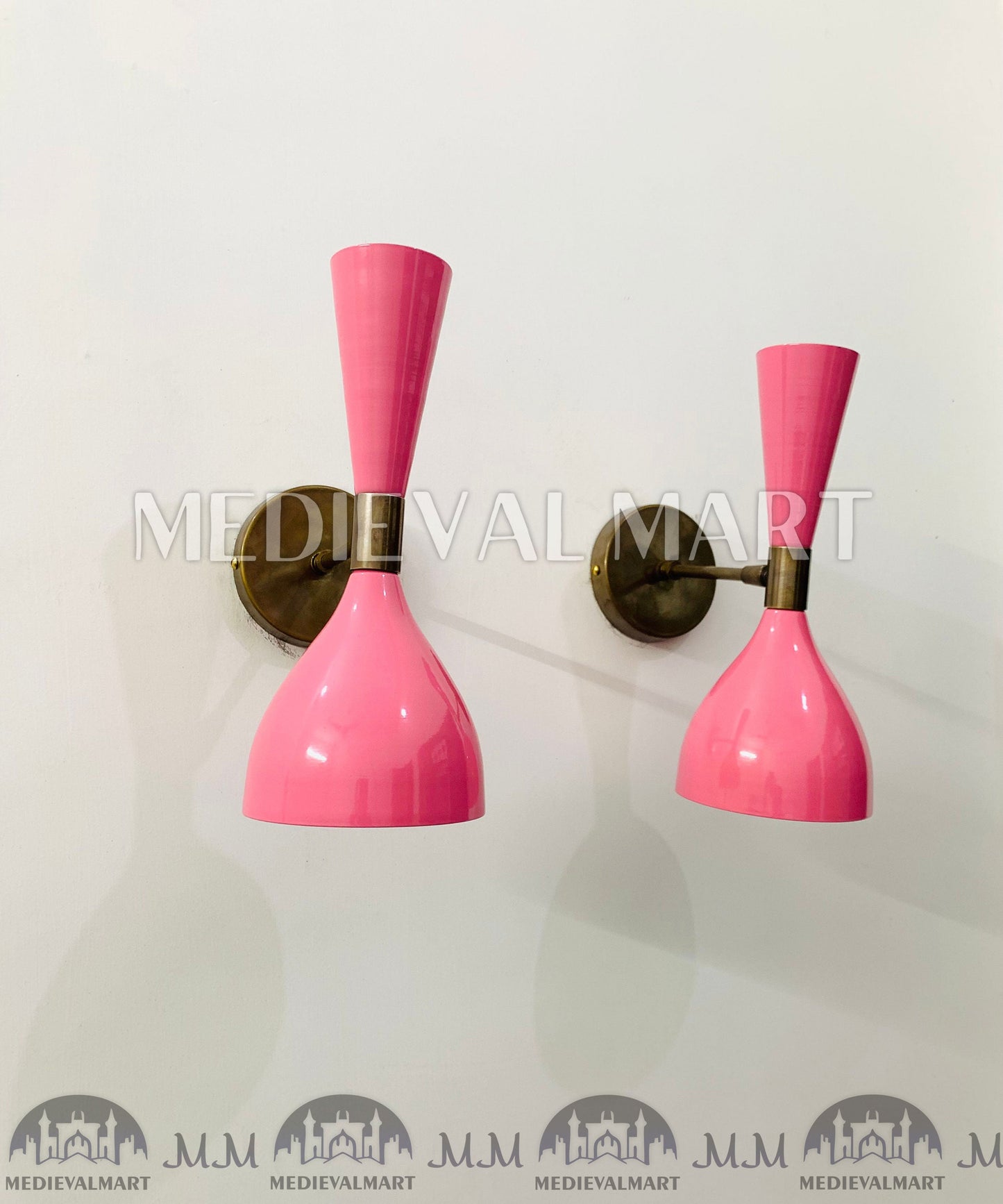 MEDIEVALMART FR Applique Murale À Double Cône En Laiton Marron, Lampe De Coiffeuse Fabriquée À La Main