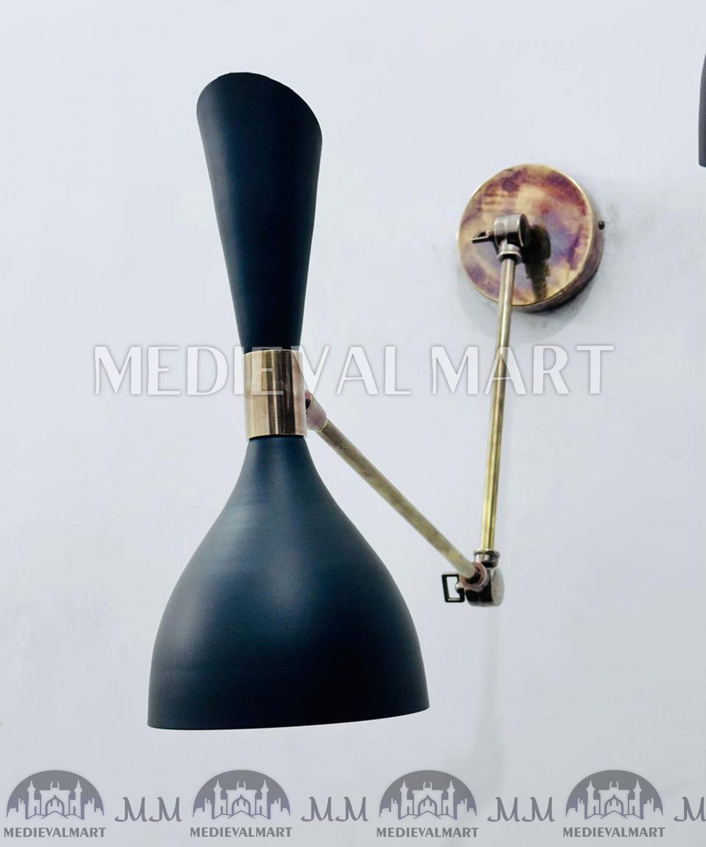 MEDIEVALMART FR Applique Murale À Double Cône En Laiton Marron, Lampe De Coiffeuse Fabriquée À La Main
