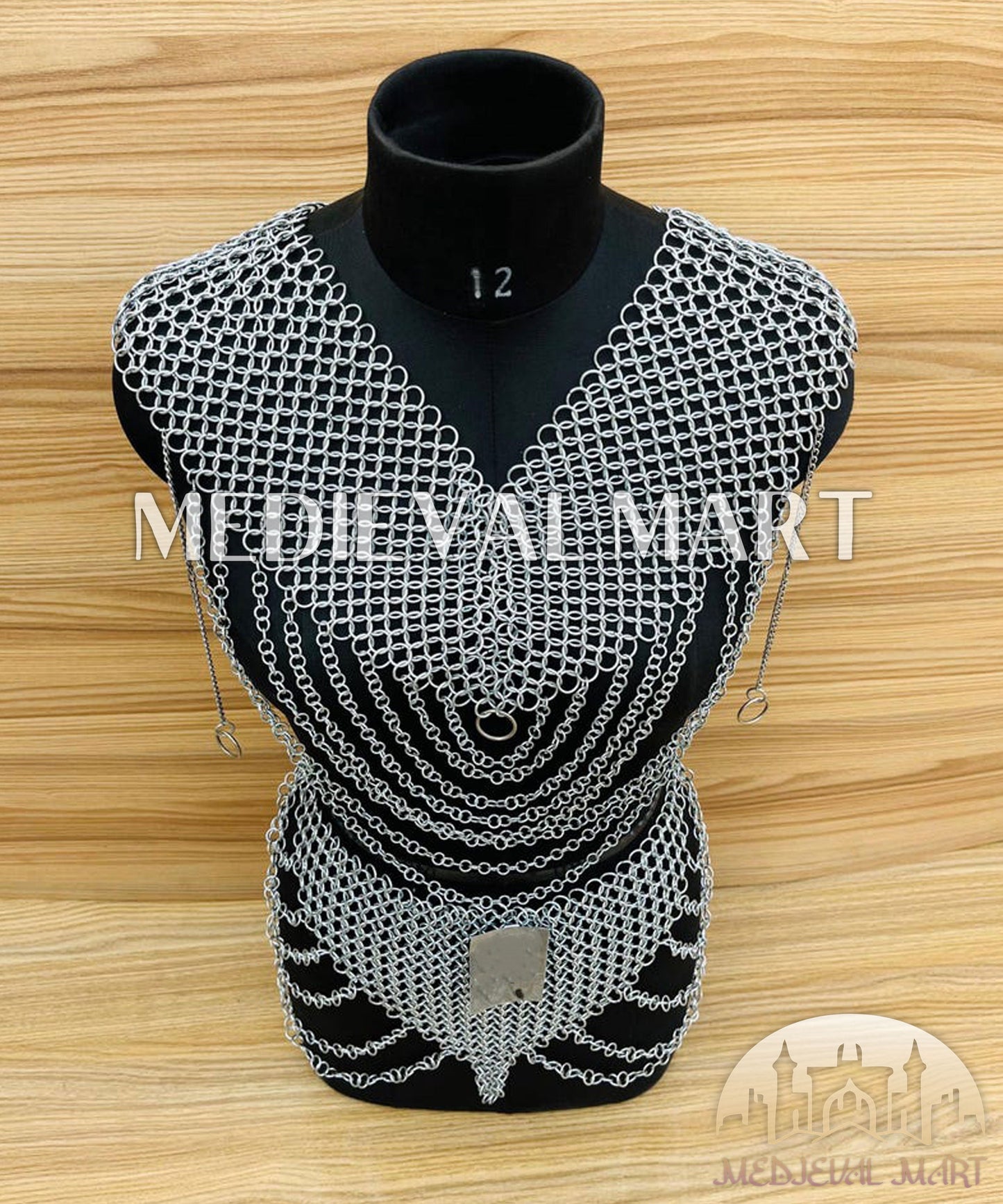 MEDIEVALMART FR Bouclier Viking Iconique Valhalla Noir/Gris – Ivar le Désossé avec Pointes en Fer | Cadeau pour Papa