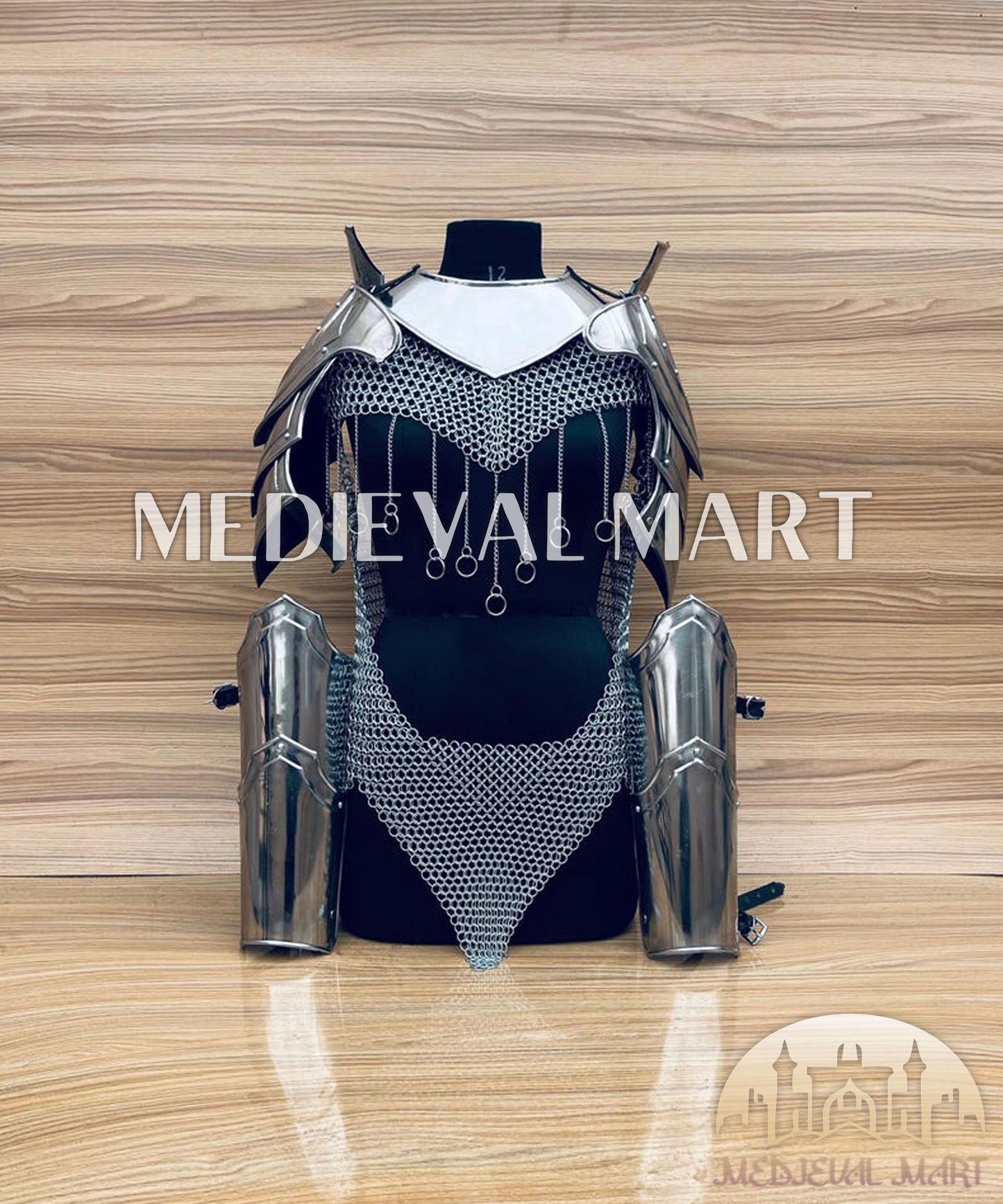 MEDIEVALMART FR Bouclier Viking Iconique Valhalla Noir/Gris – Ivar le Désossé avec Pointes en Fer | Cadeau pour Papa