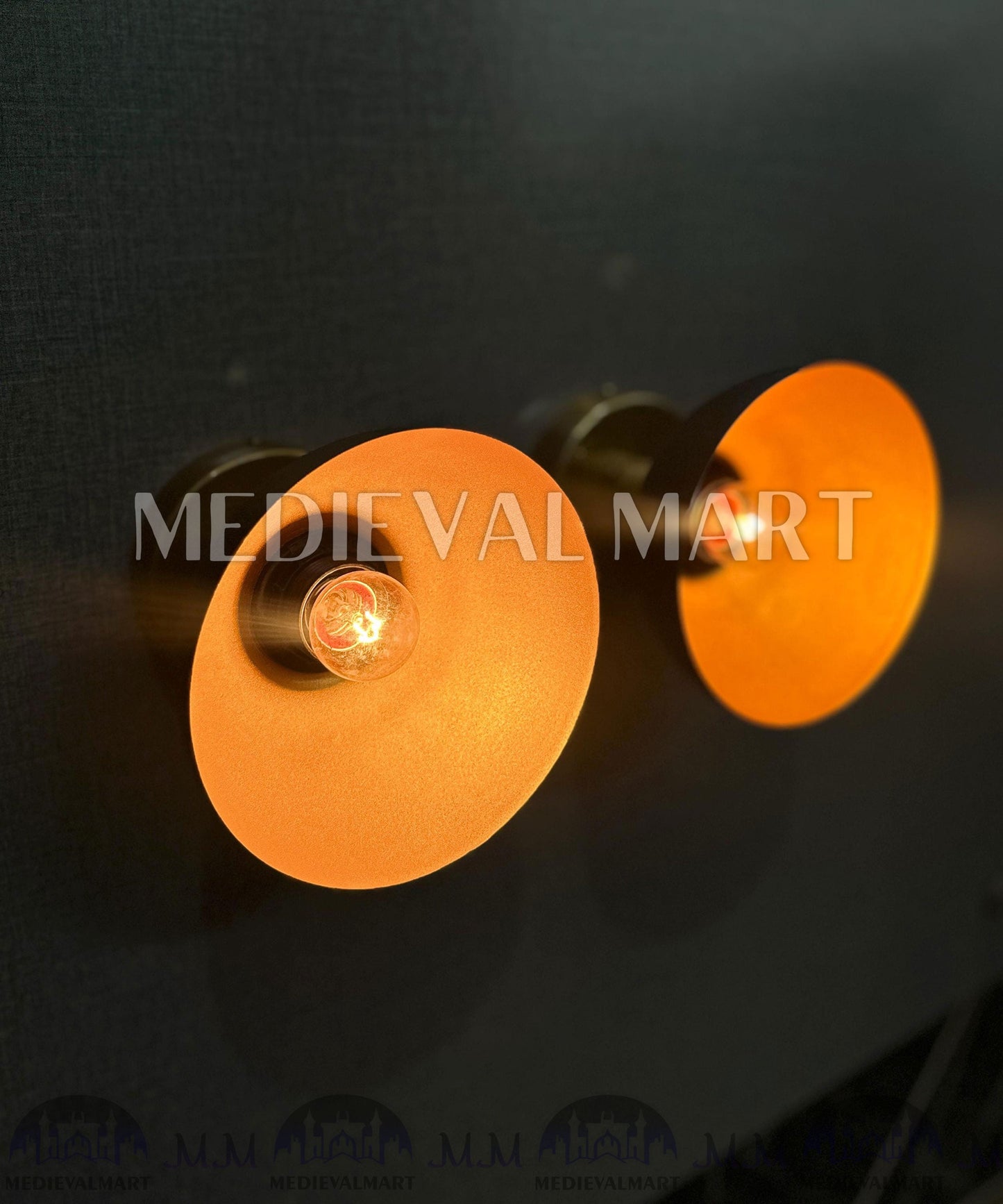 MEDIEVALMART FR Applique Murale À Double Cône En Laiton Marron, Lampe De Coiffeuse Fabriquée À La Main