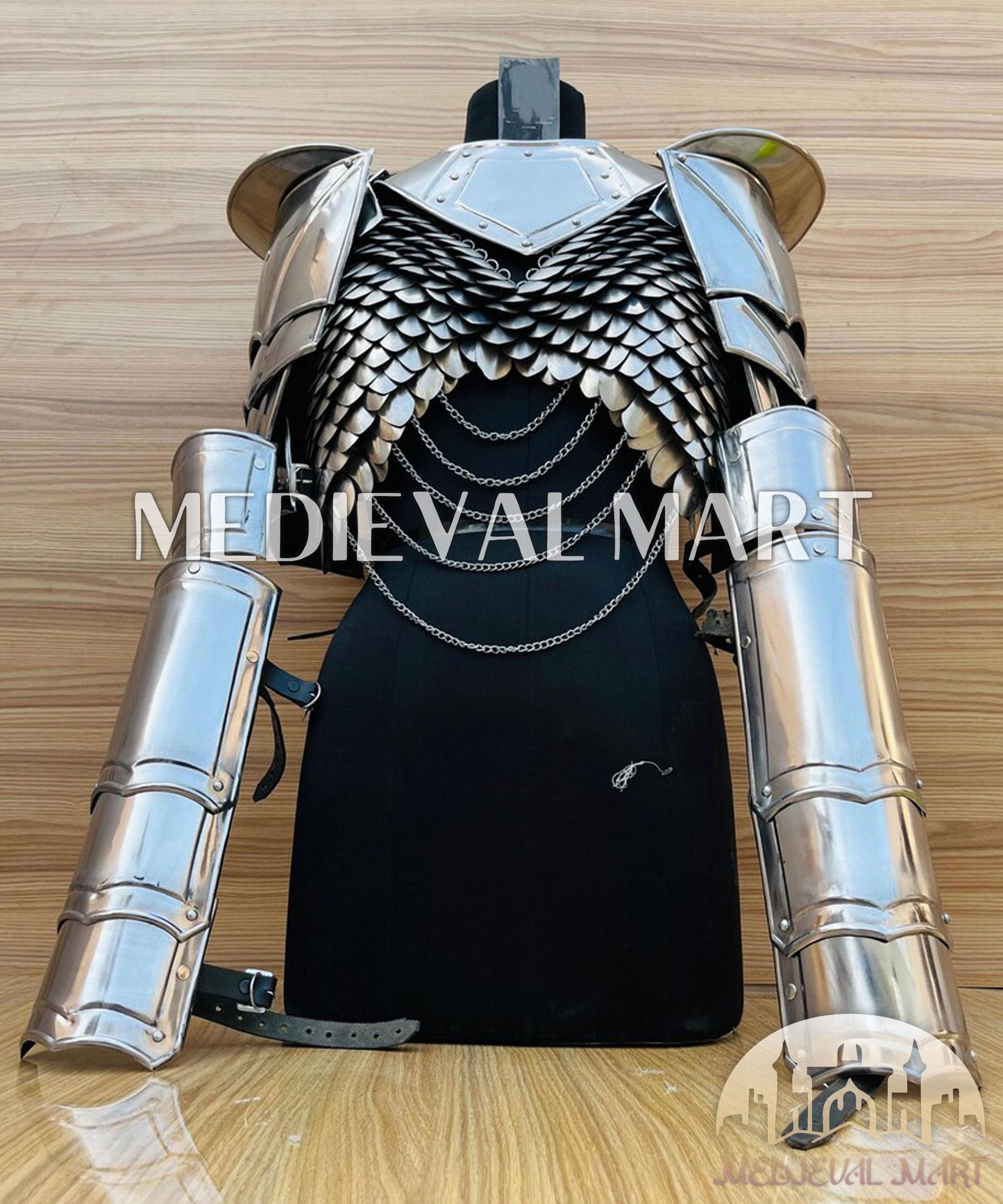 MEDIEVALMART FR Armure de Combat du XIVe Siècle – Ensemble Complet d’Armure de Buhurt avec Bassinet Klappvisor & Épée