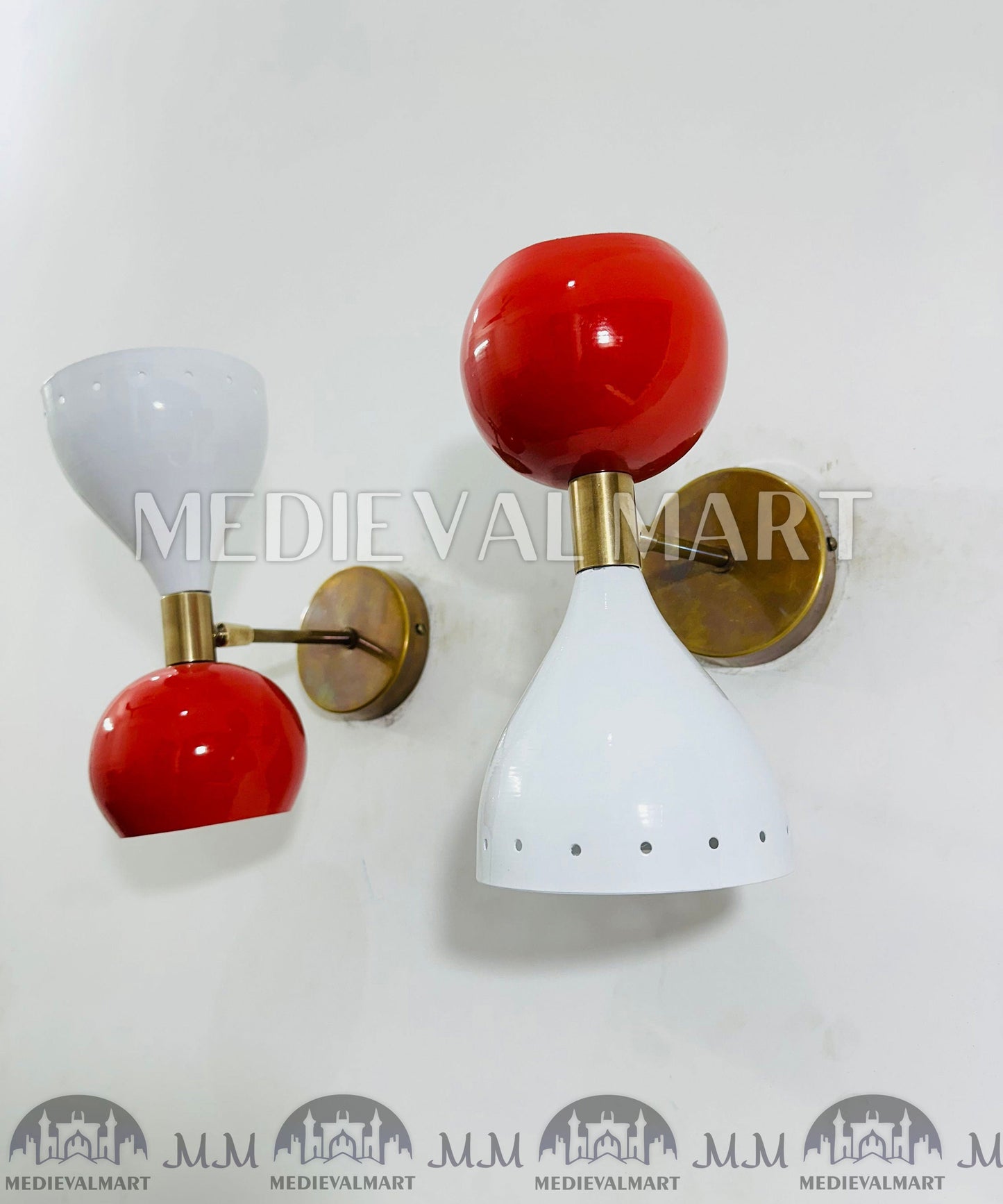 MEDIEVALMART FR Applique Murale À Double Cône En Laiton Marron, Lampe De Coiffeuse Fabriquée À La Main