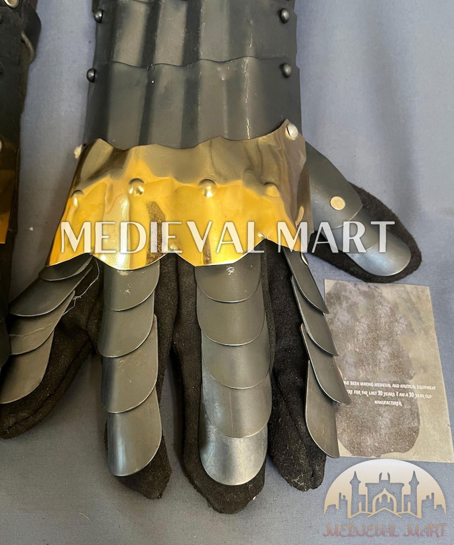 MEDIEVALMART FR Ensemble Exclusif De Gantelets Noirs Inspirés De Sauron Witcher LOTR Avec Décor Doré