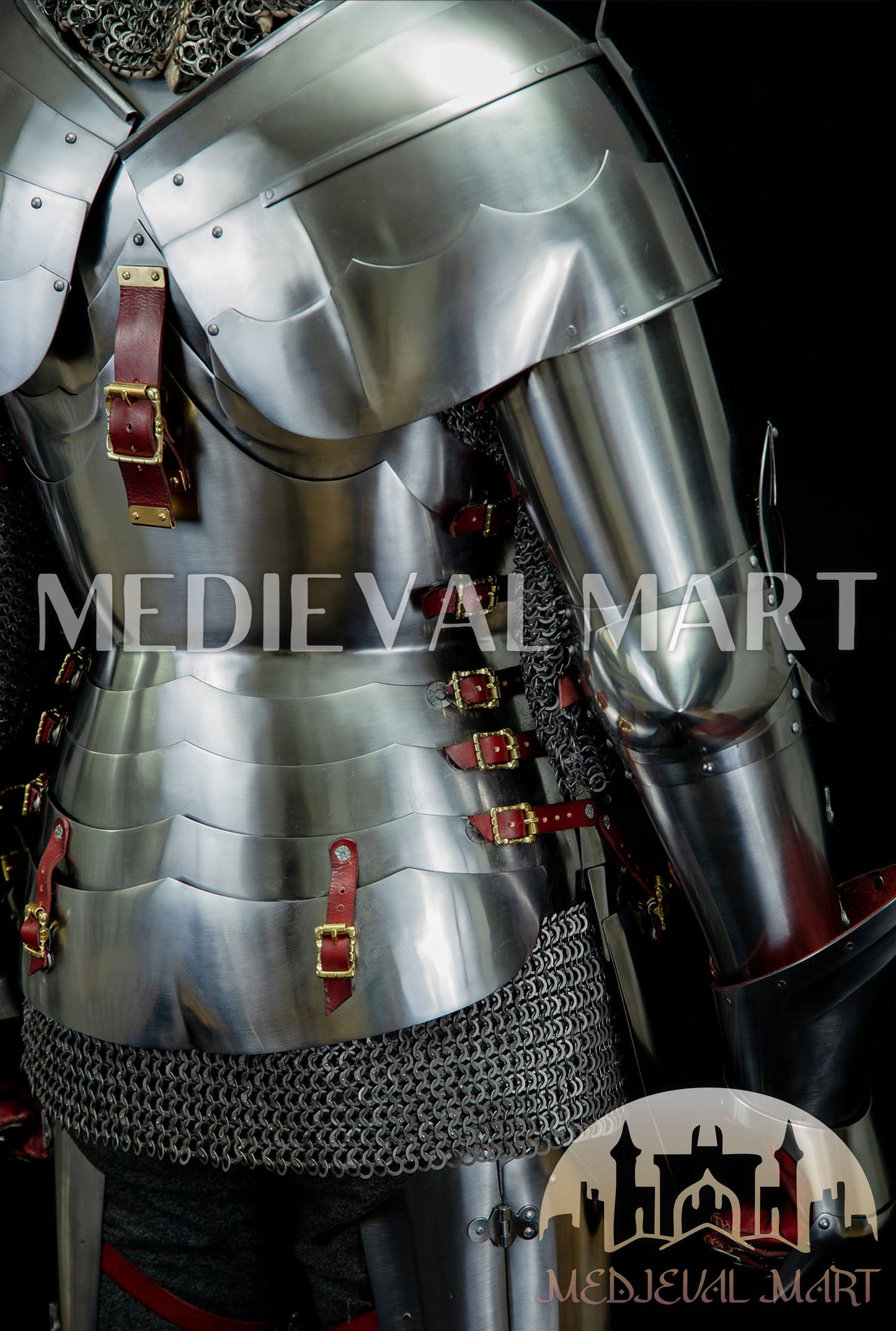 MEDIEVALMART FR Armure Médiévale de l’Empire Romain Kastenbrust – Armure Complète en Plaques avec Épée Alexander (ROA 1332)
