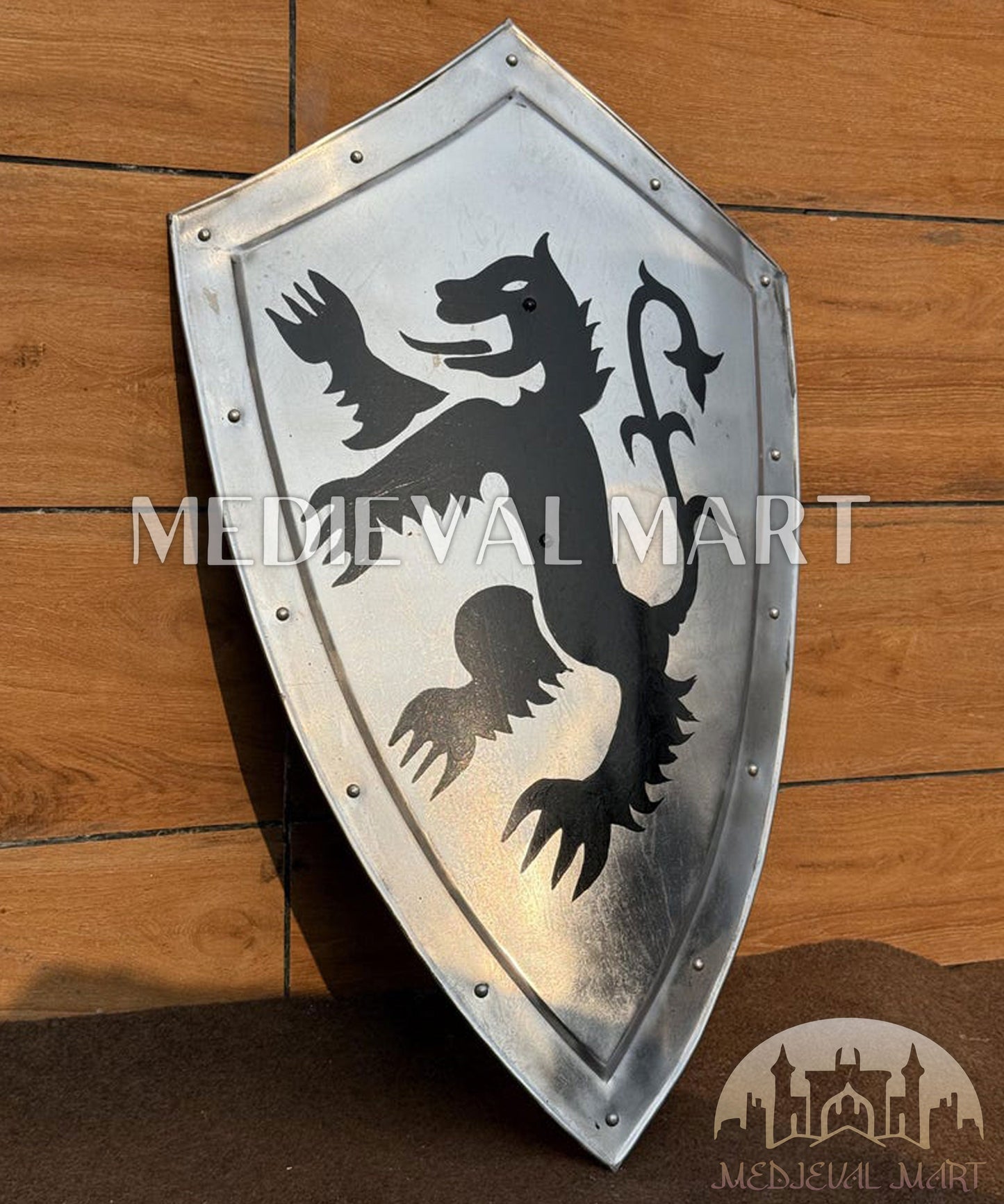 MEDIEVALMART FR Bouclier Médiéval Templier Inspiré de la Croix Zelda & Diable en Bois – Finition Bleue & Or | Cadeau pour Noël