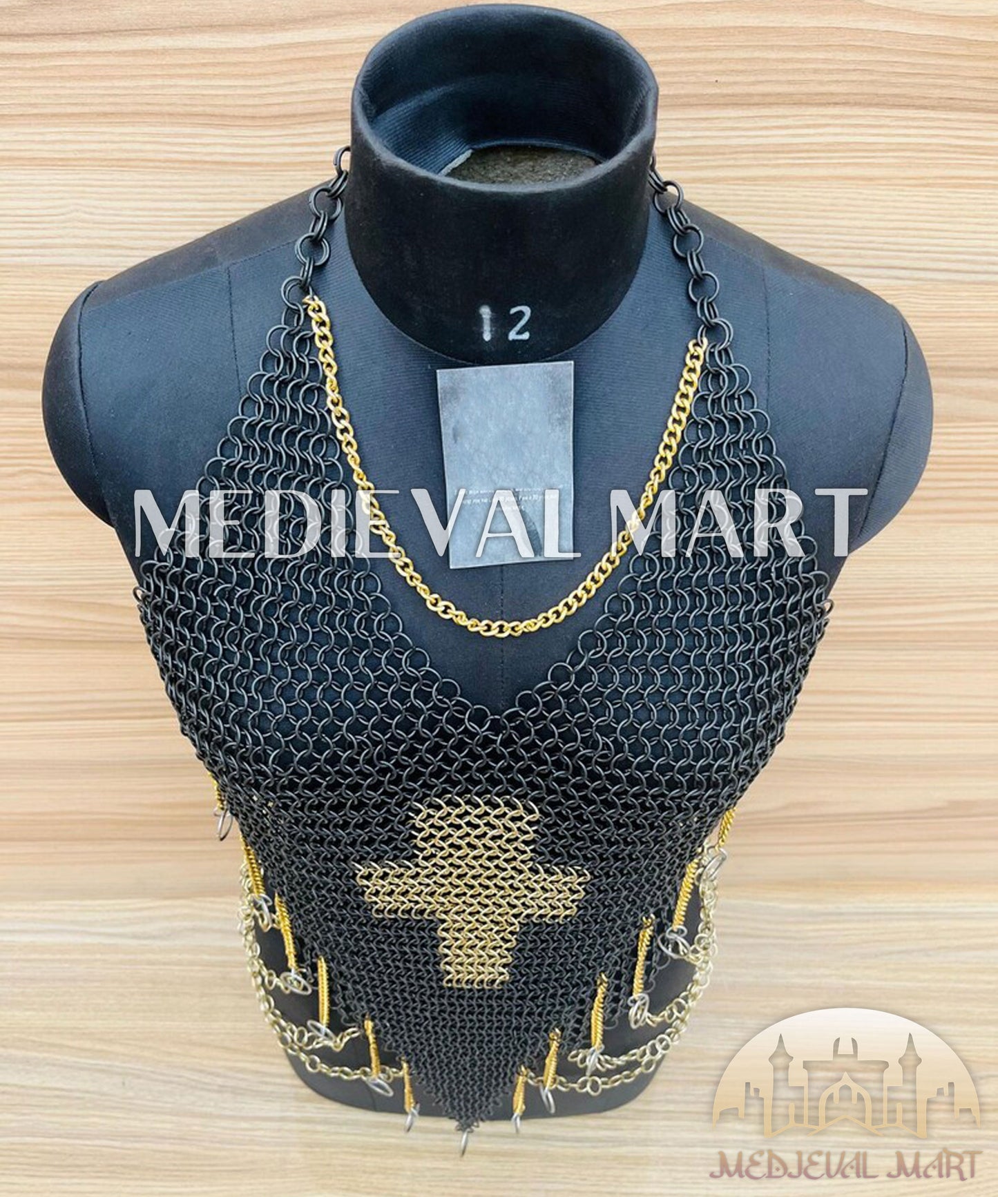 MEDIEVALMART FR Bouclier Viking Iconique Valhalla Noir/Gris – Ivar le Désossé avec Pointes en Fer | Cadeau pour Papa