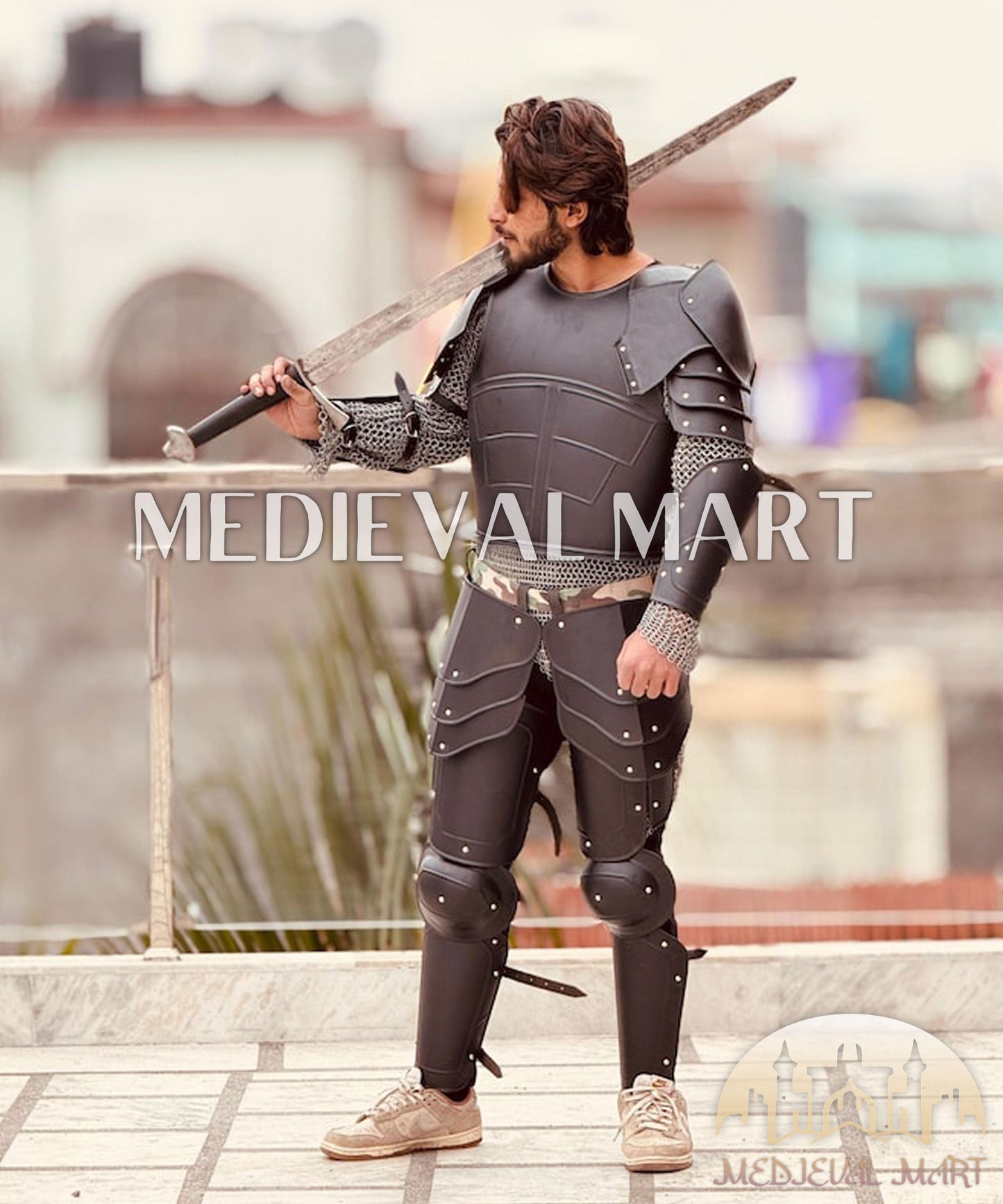 MEDIEVALMART FR Armure Médiévale de l’Empire Romain Kastenbrust – Armure Complète en Plaques avec Épée Alexander (ROA 1332)