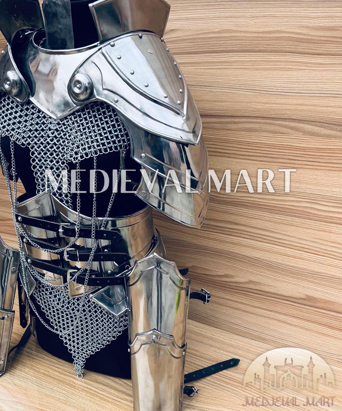 MEDIEVALMART FR Armure de Combat du XIVe Siècle – Ensemble Complet d’Armure de Buhurt avec Bassinet Klappvisor & Épée