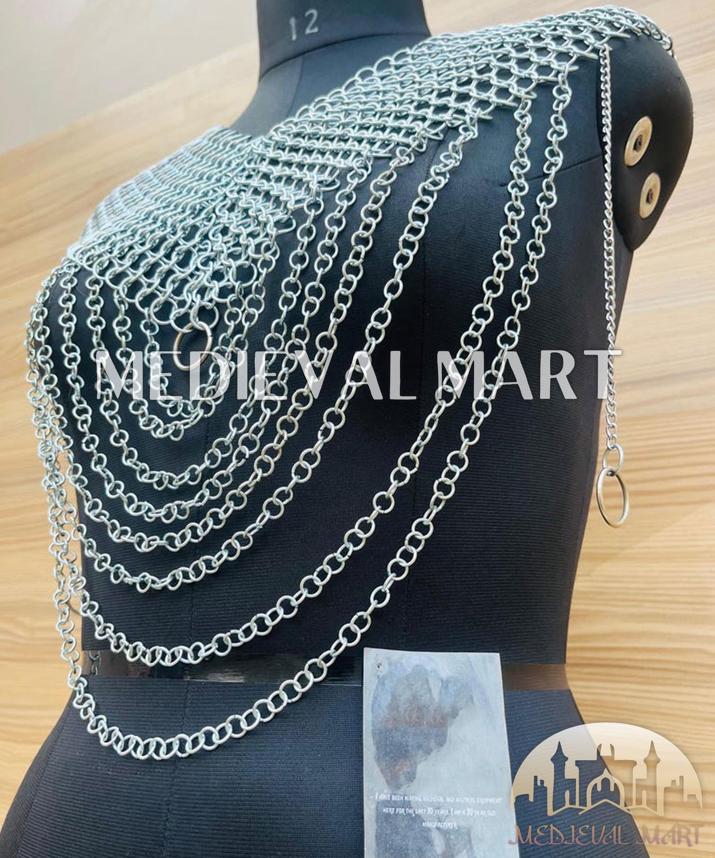 MEDIEVALMART FR Bouclier Viking Iconique Valhalla Noir/Gris – Ivar le Désossé avec Pointes en Fer | Cadeau pour Papa