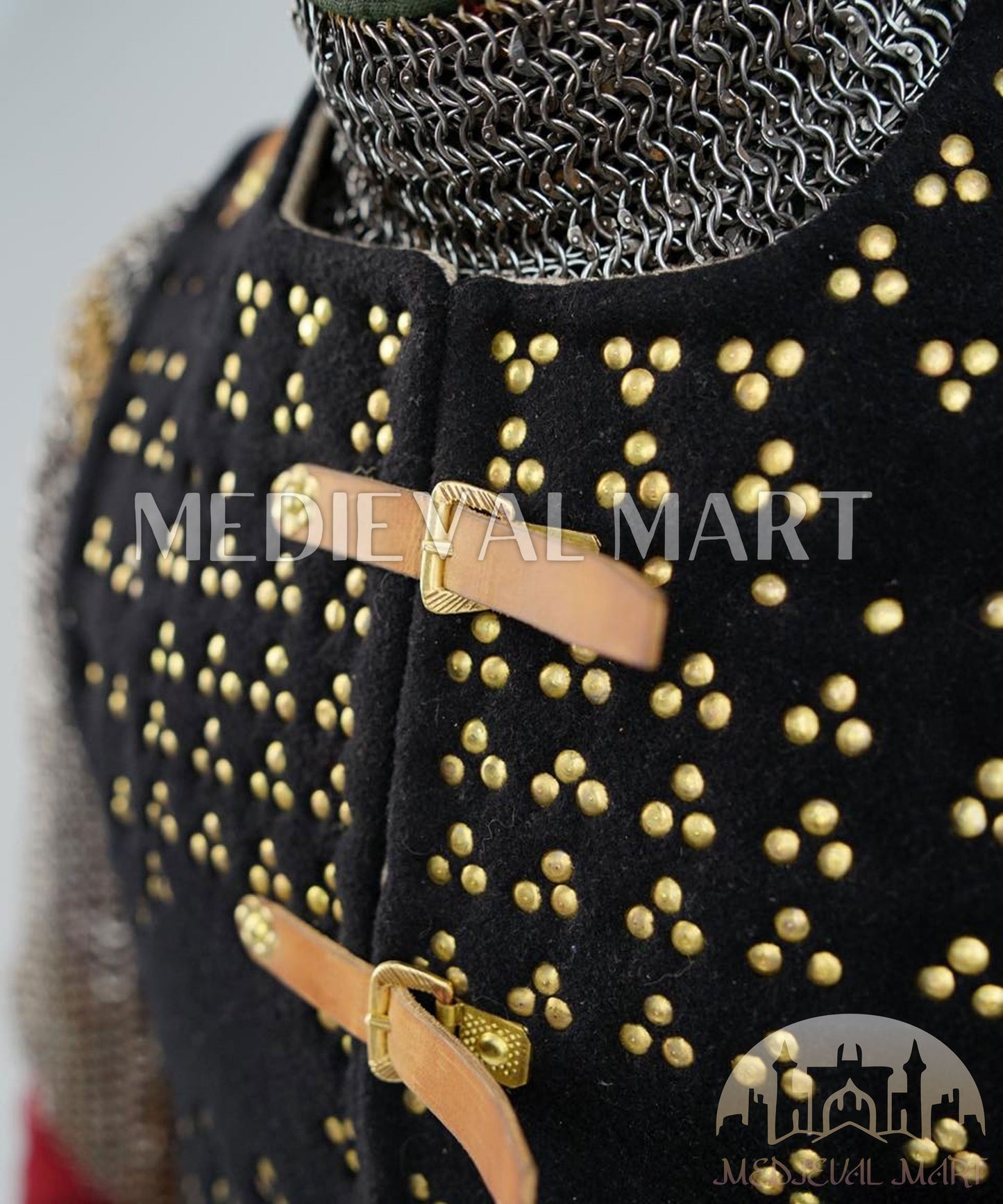 MEDIEVALMART  Armure Brigandine Renaissance Espagnole Simplifiée – PREMIUM Noir – Veste avec Cotte de Mailles