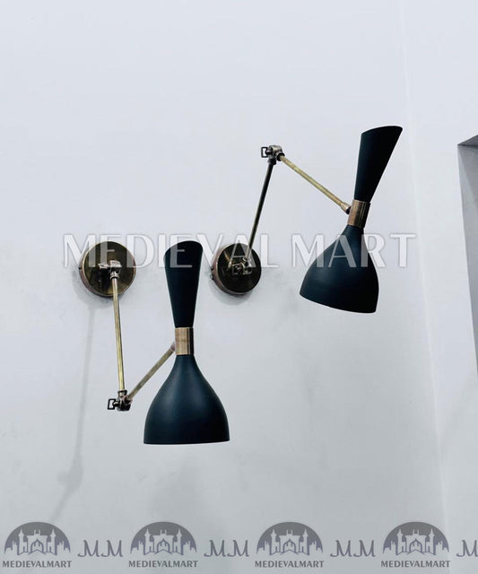 MEDIEVALMART FR Applique Murale À Double Cône En Laiton Marron, Lampe De Coiffeuse Fabriquée À La Main