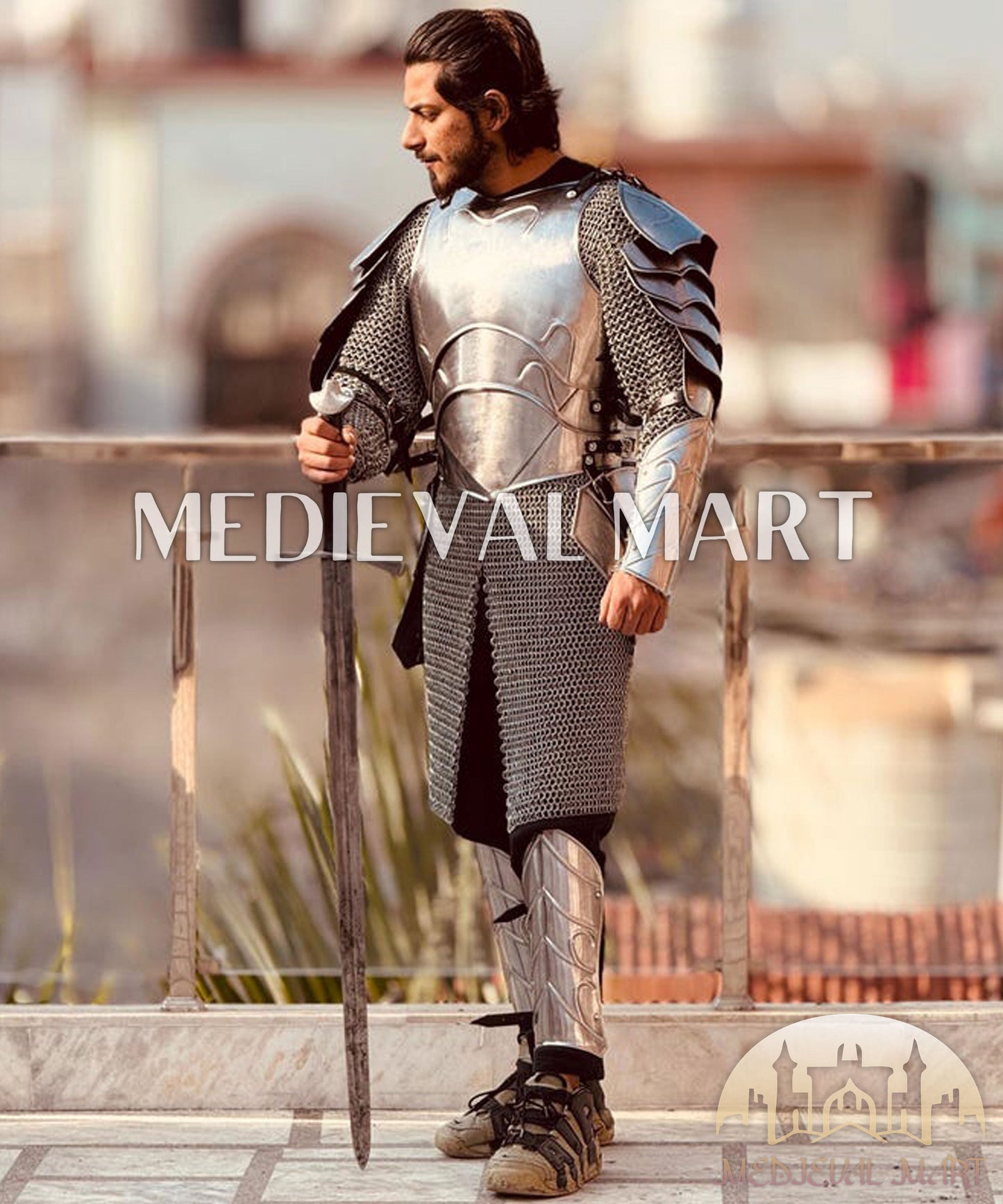 MEDIEVALMART FR Armure Médiévale de l’Empire Romain Kastenbrust – Armure Complète en Plaques avec Épée Alexander (ROA 1332)