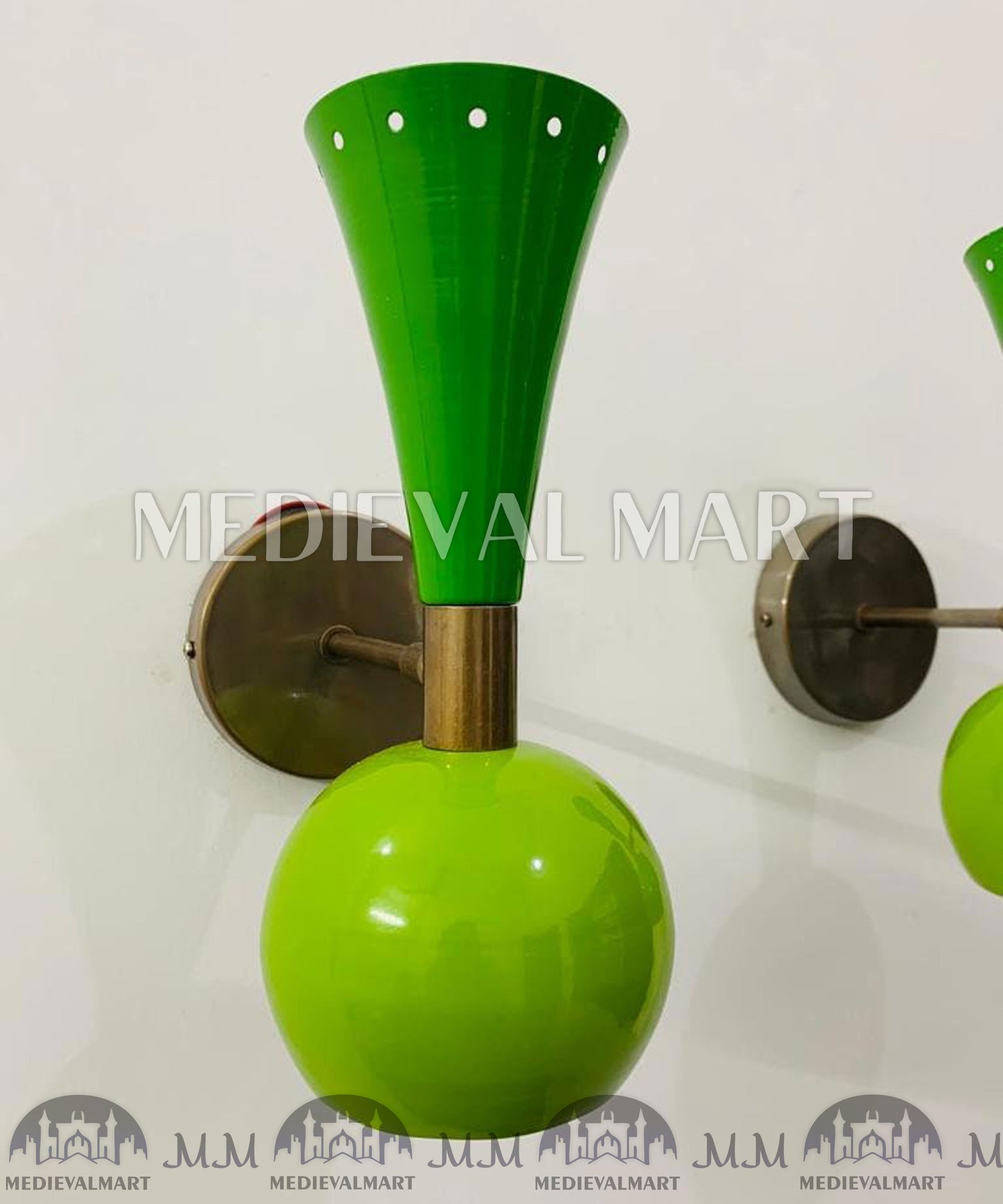 MEDIEVALMART FR Applique Murale À Double Cône En Laiton Marron, Lampe De Coiffeuse Fabriquée À La Main