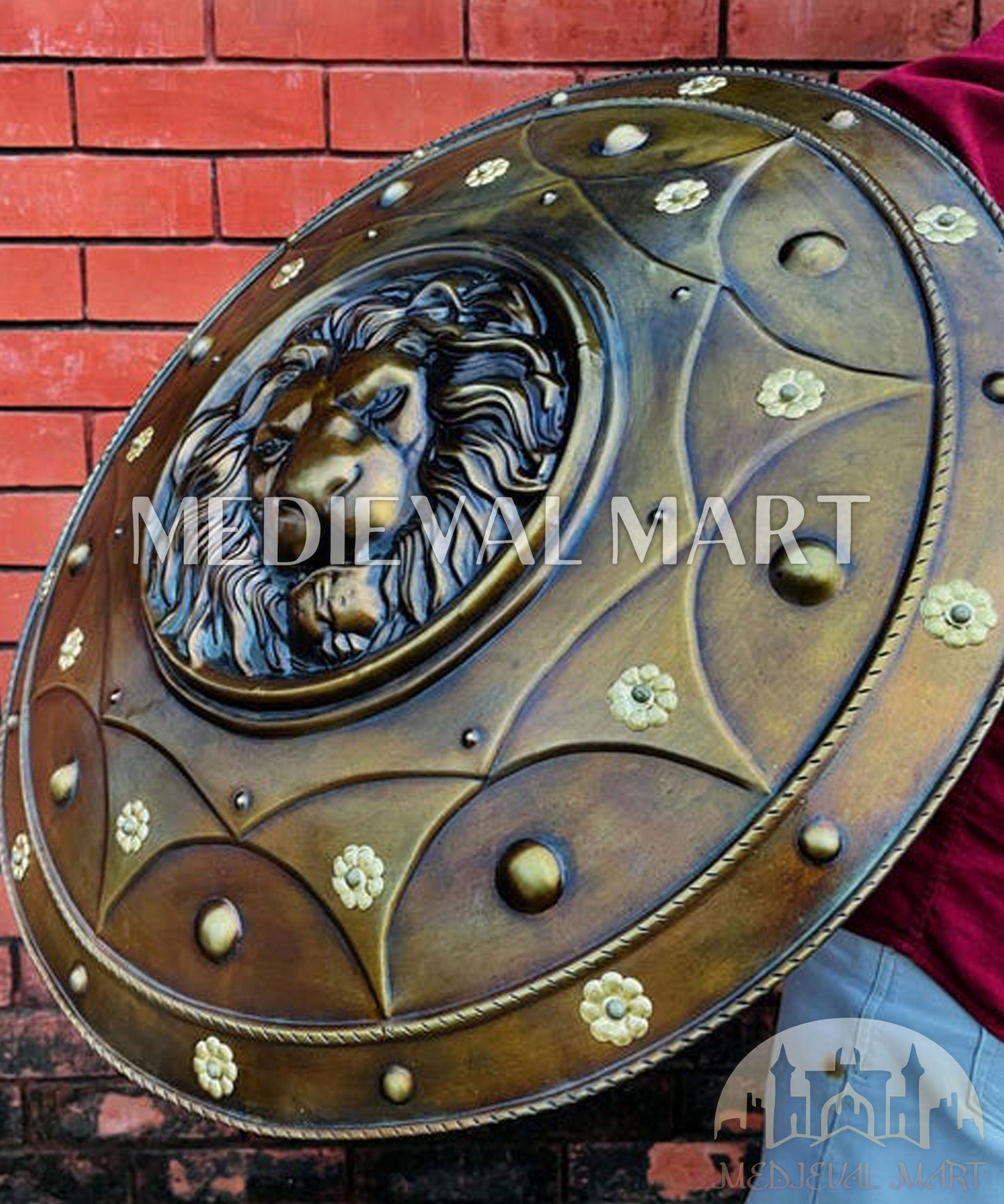 MEDIEVALMART FR Bouclier Médiéval Templier Inspiré de la Croix Zelda & Diable en Bois – Finition Bleue & Or | Cadeau pour Noël