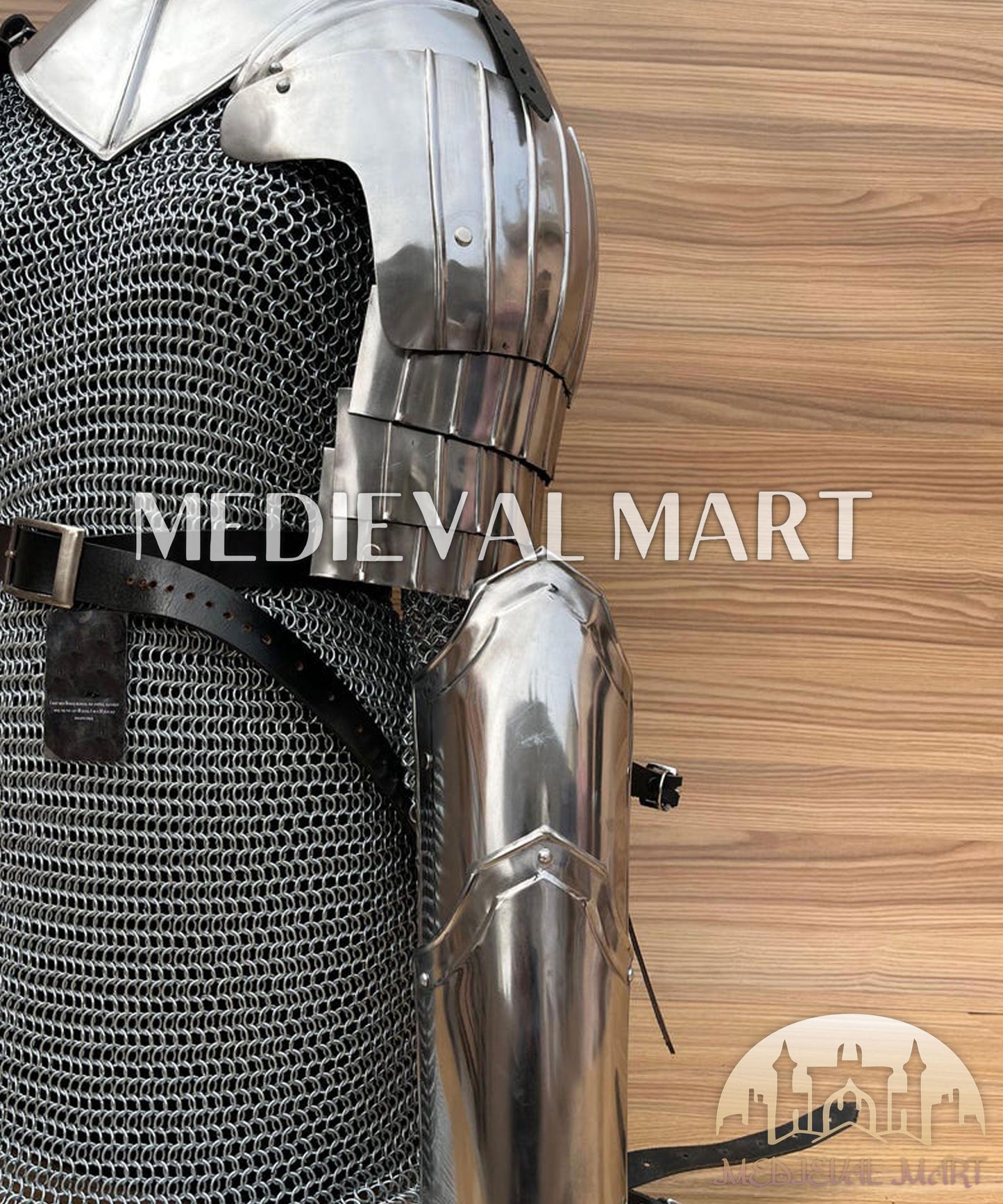 MEDIEVALMART FR Bouclier Viking Iconique Valhalla Noir/Gris – Ivar le Désossé avec Pointes en Fer | Cadeau pour Papa