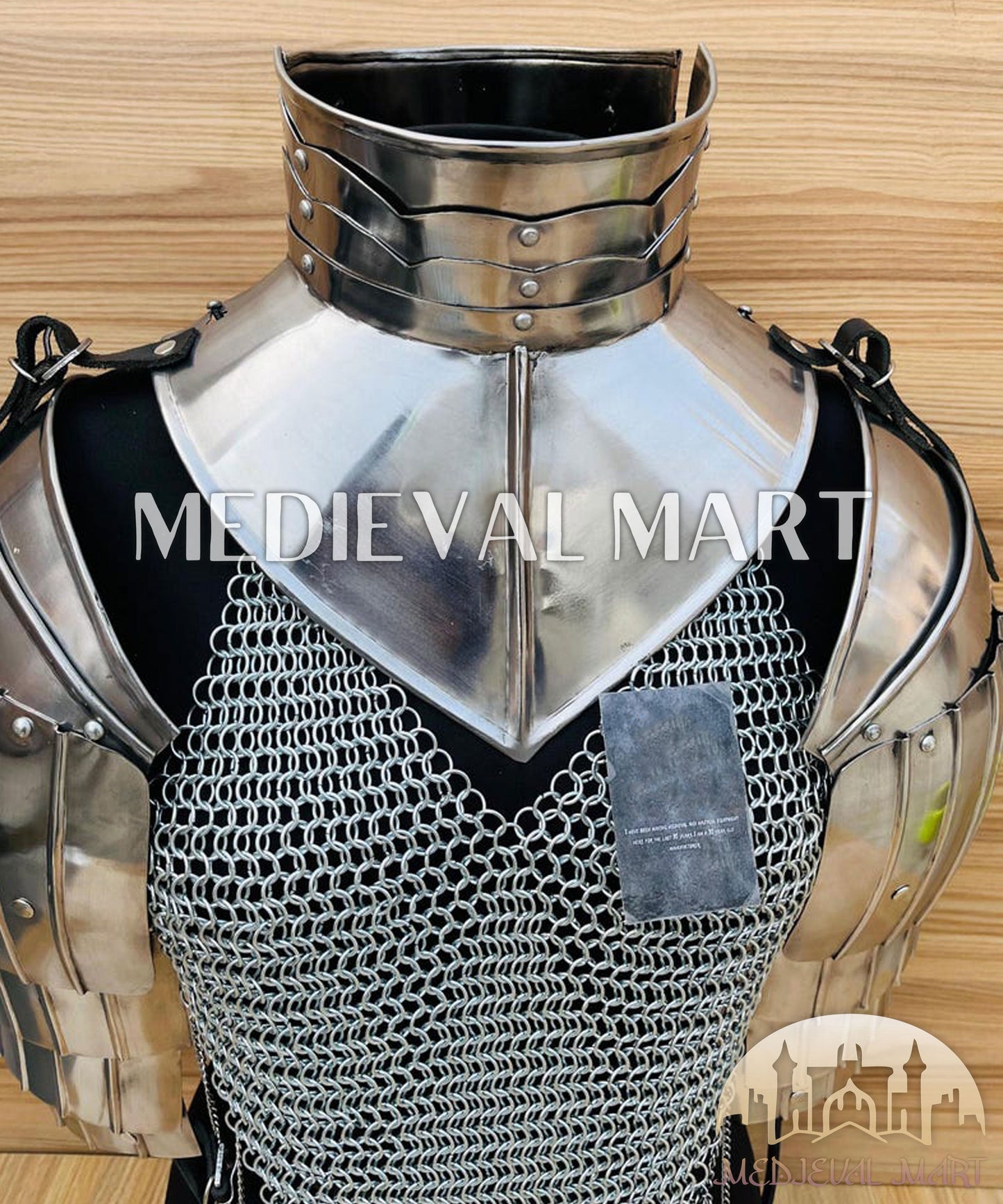 MEDIEVALMART FR Bouclier Viking Iconique Valhalla Noir/Gris – Ivar le Désossé avec Pointes en Fer | Cadeau pour Papa