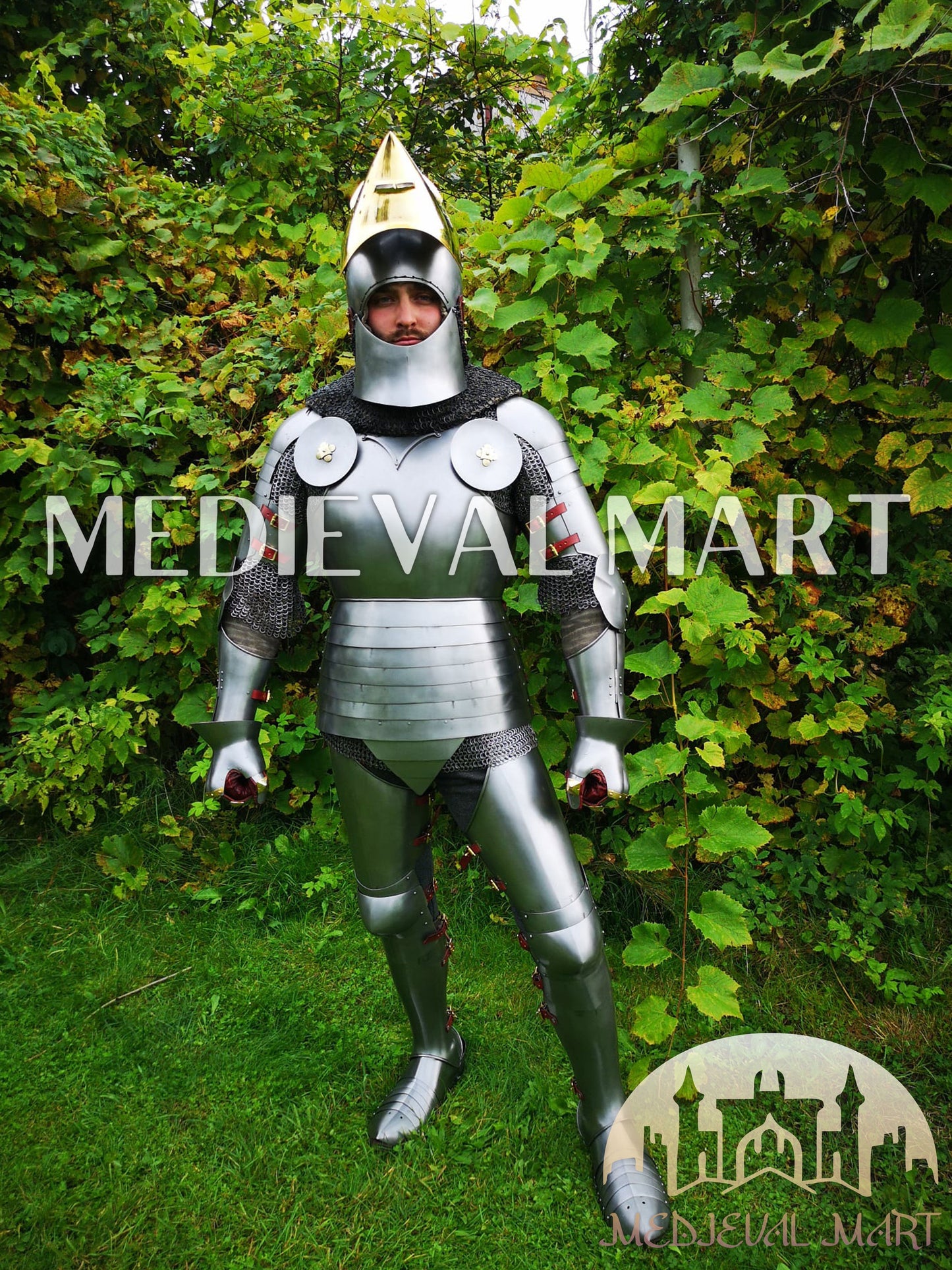 MEDIEVALMART FR Armure Médiévale de l’Empire Romain Kastenbrust – Armure Complète en Plaques avec Épée Alexander (ROA 1332)