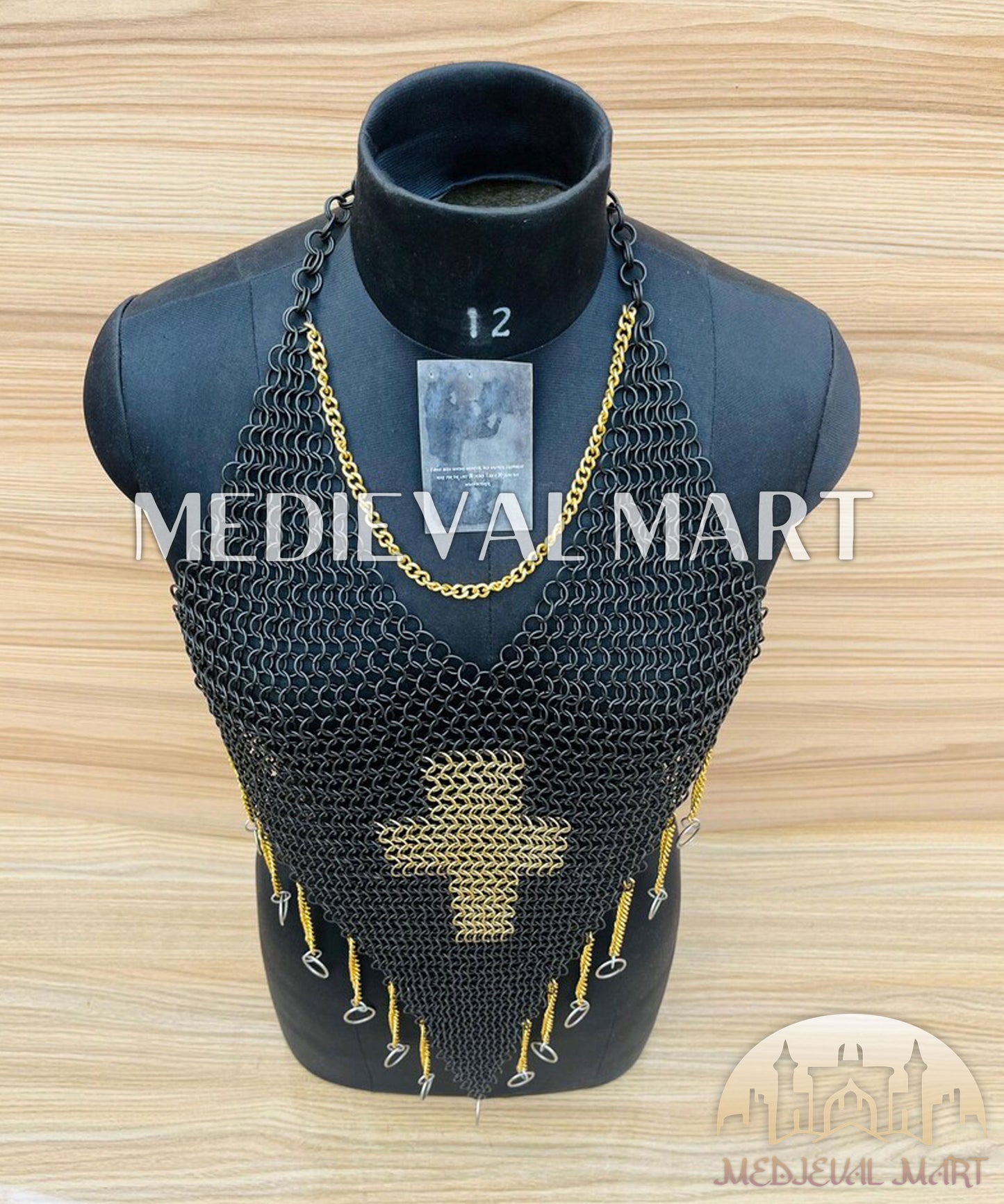 MEDIEVALMART FR Bouclier Viking Iconique Valhalla Noir/Gris – Ivar le Désossé avec Pointes en Fer | Cadeau pour Papa