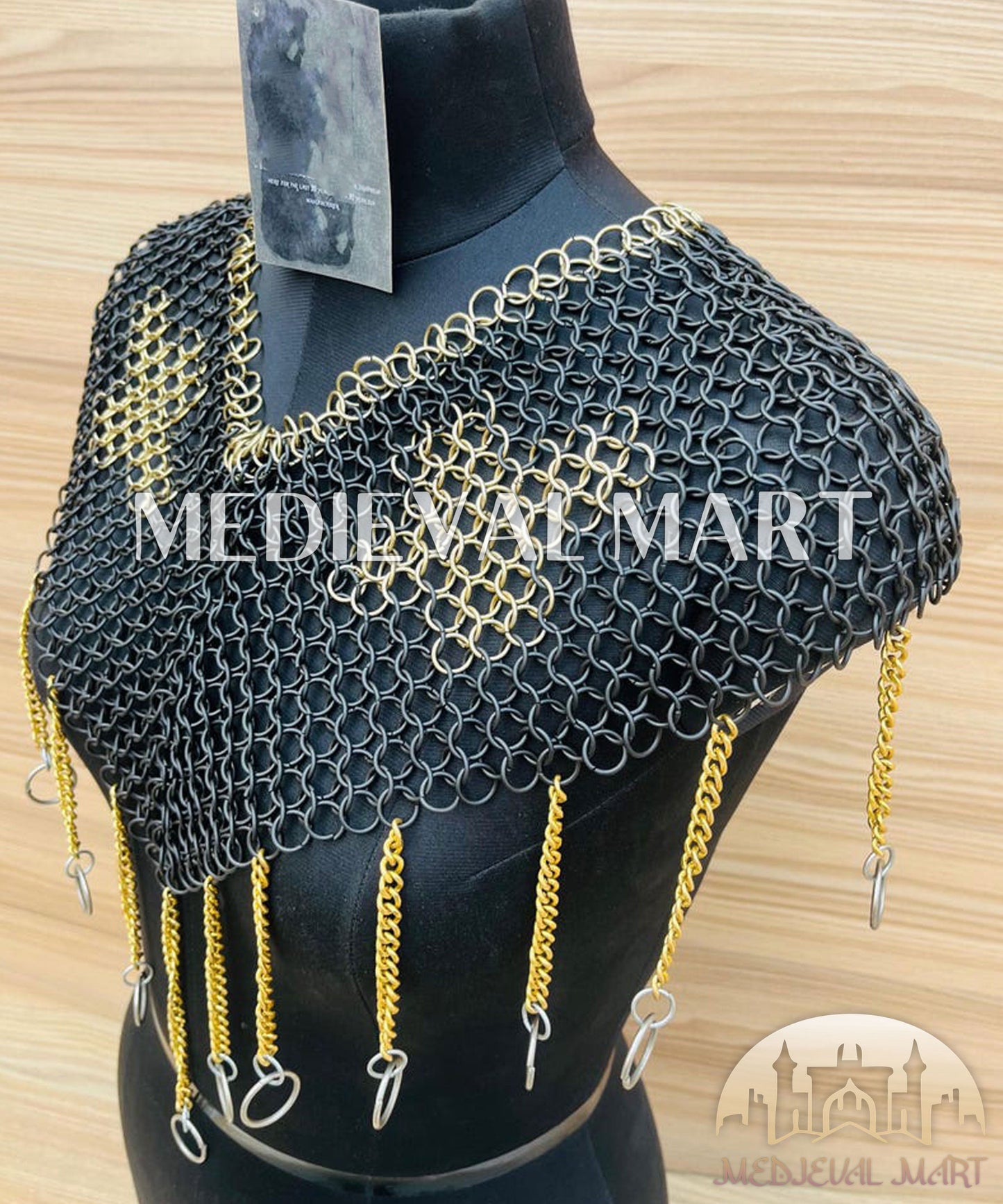 MEDIEVALMART FR Bouclier Viking Iconique Valhalla Noir/Gris – Ivar le Désossé avec Pointes en Fer | Cadeau pour Papa