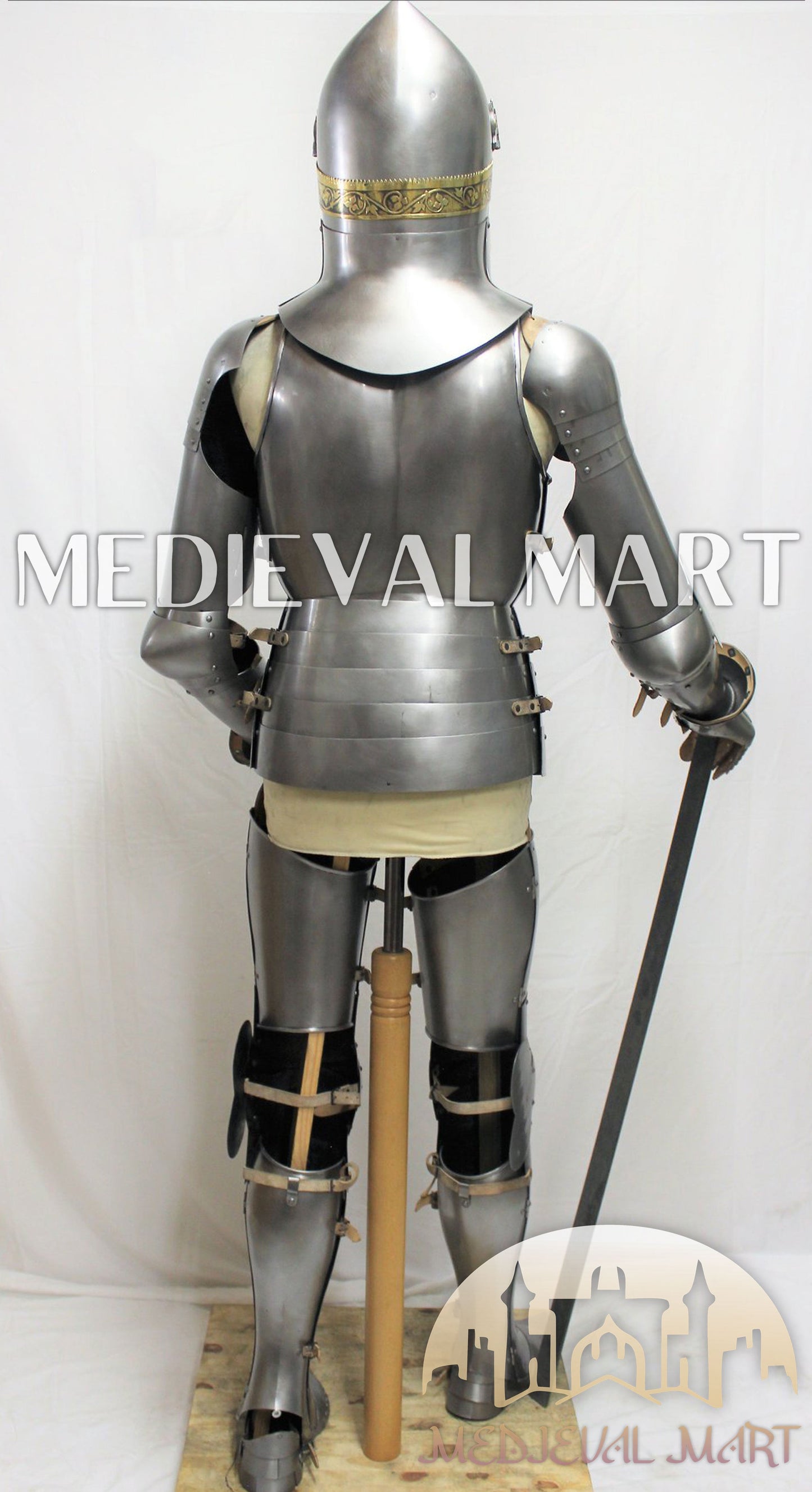 MEDIEVALMART FR Armure de Combat du XIVe Siècle – Ensemble Complet d’Armure de Buhurt avec Bassinet Klappvisor & Épée