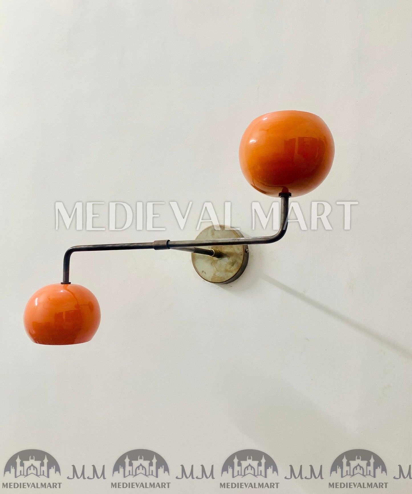 MEDIEVALMART FR Applique Murale À Double Cône En Laiton Marron, Lampe De Coiffeuse Fabriquée À La Main