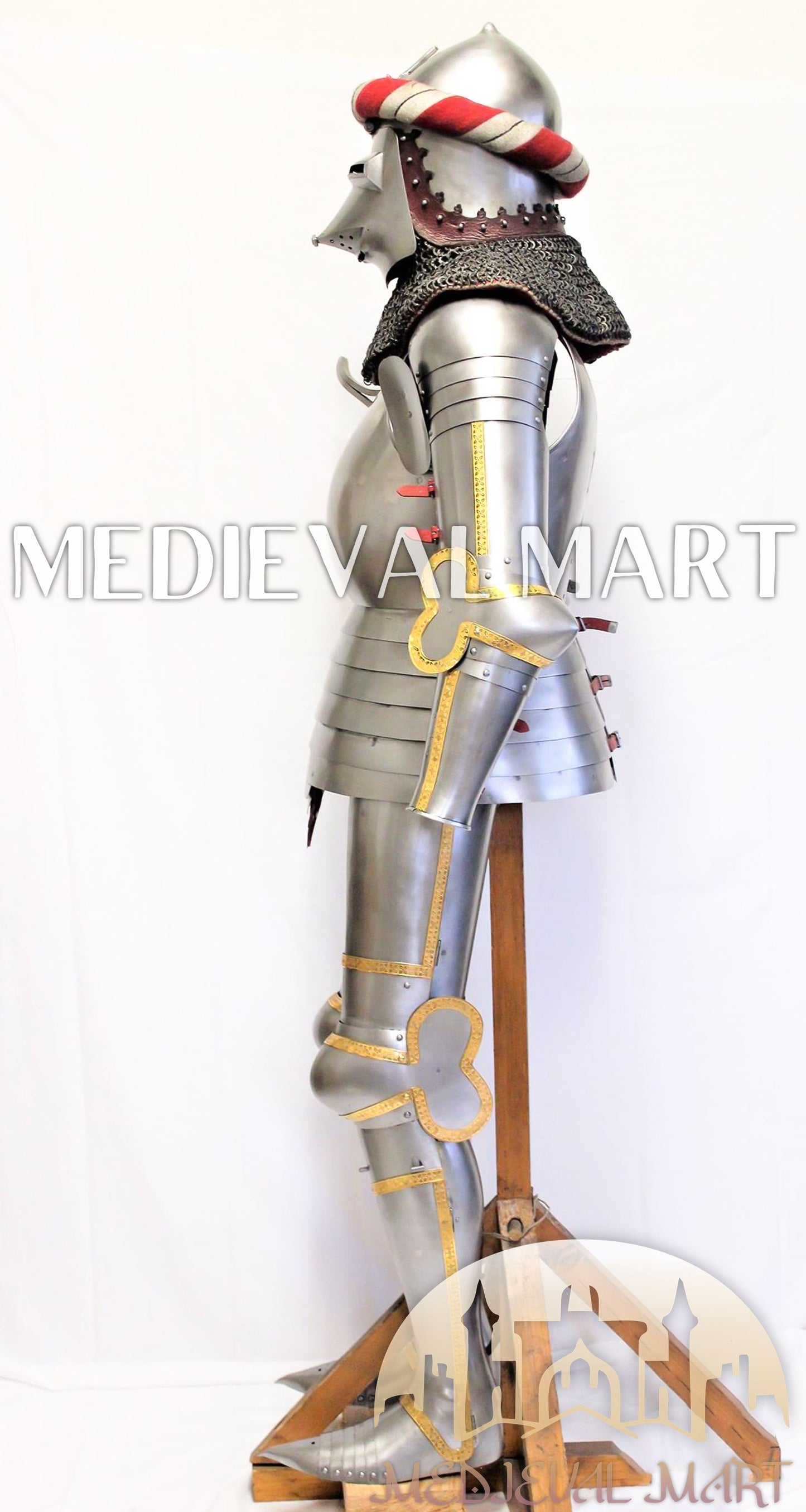 MEDIEVALMART FR Armure de Combat du XIVe Siècle – Ensemble Complet d’Armure de Buhurt avec Bassinet Klappvisor & Épée